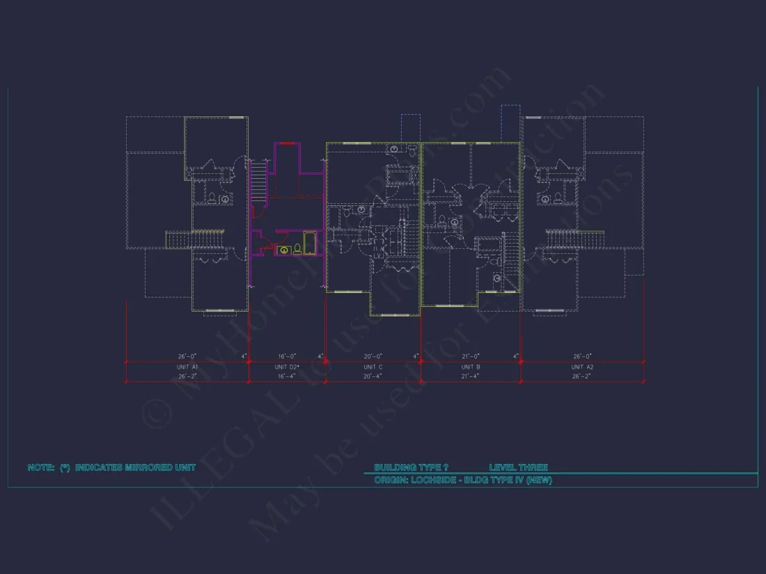 Charming 2-Story 6-Unit Townhome Plan with Craftsman Style & Efficient Layout
