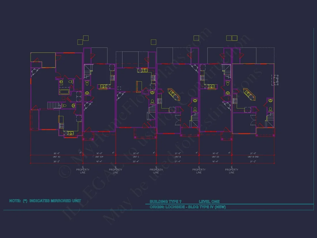 Charming 2-Story 6-Unit Townhome Plan with Craftsman Style & Efficient Layout