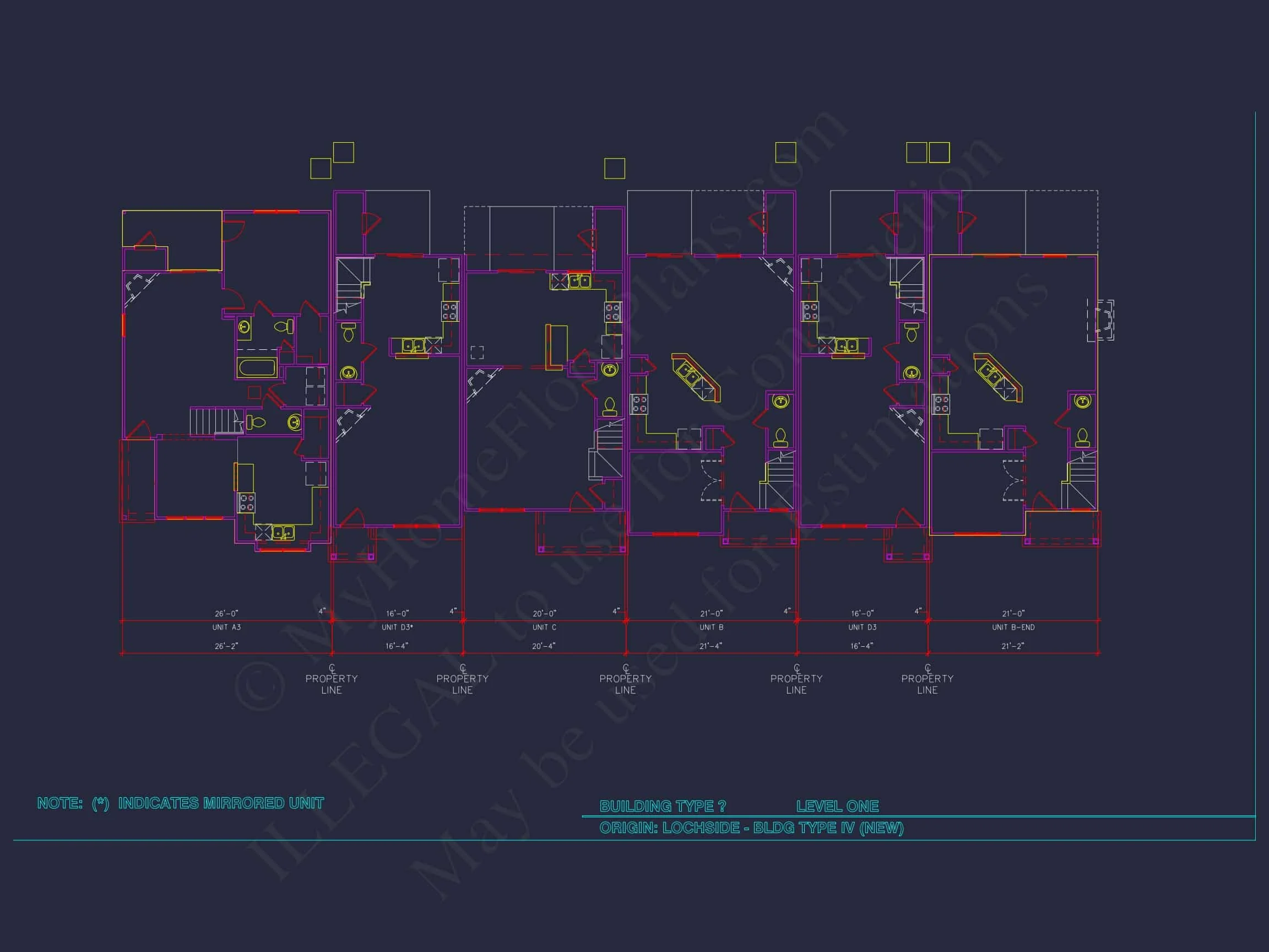 Charming 2-Story 6-Unit Townhome Plan with Craftsman Style & Efficient Layout