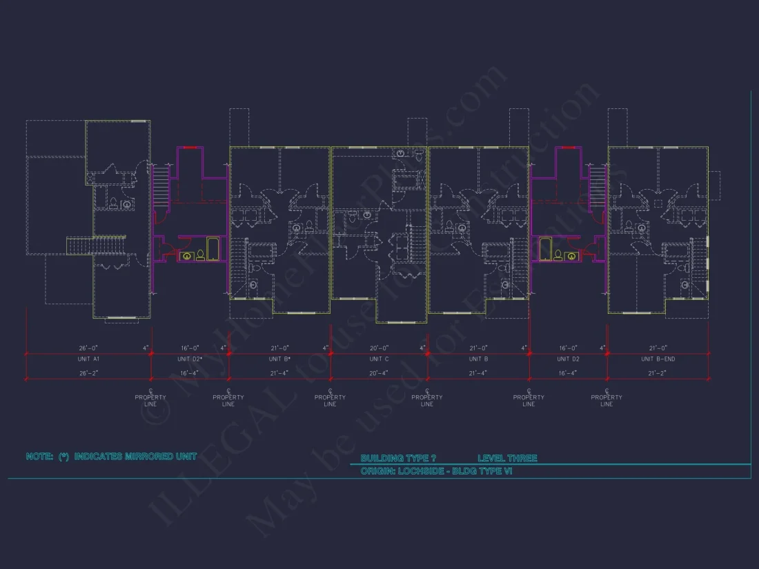 Charming 2-Story 6-Unit Townhome Plan with Craftsman Style & Efficient Layout