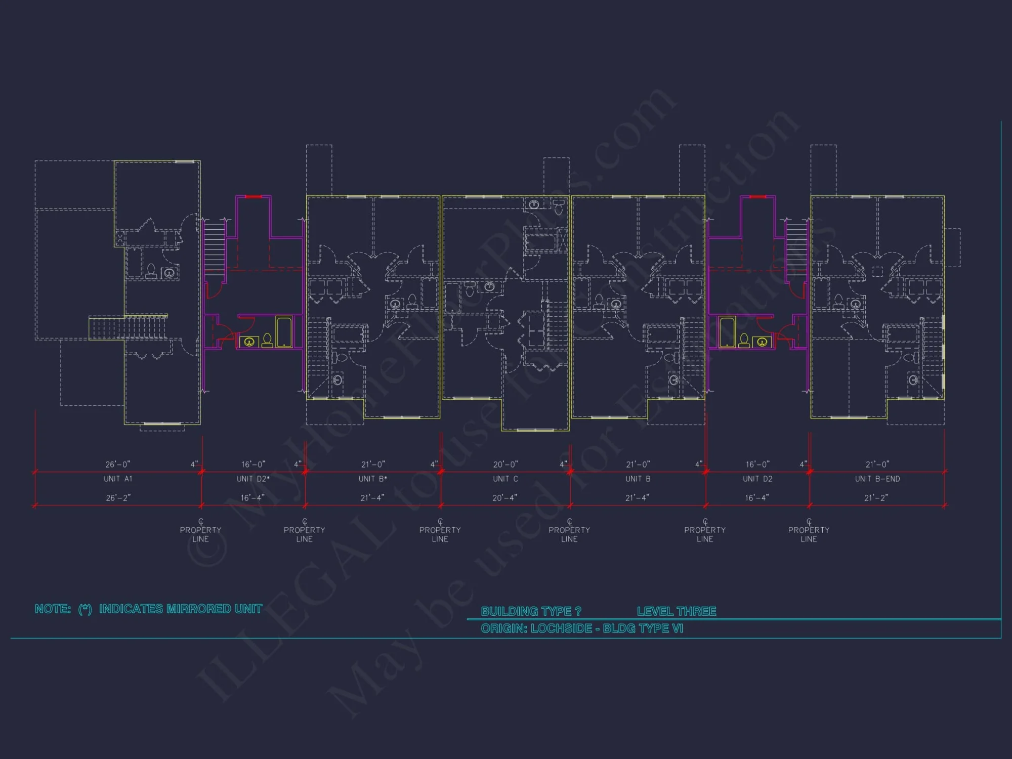 Charming 2-Story 6-Unit Townhome Plan with Craftsman Style & Efficient Layout