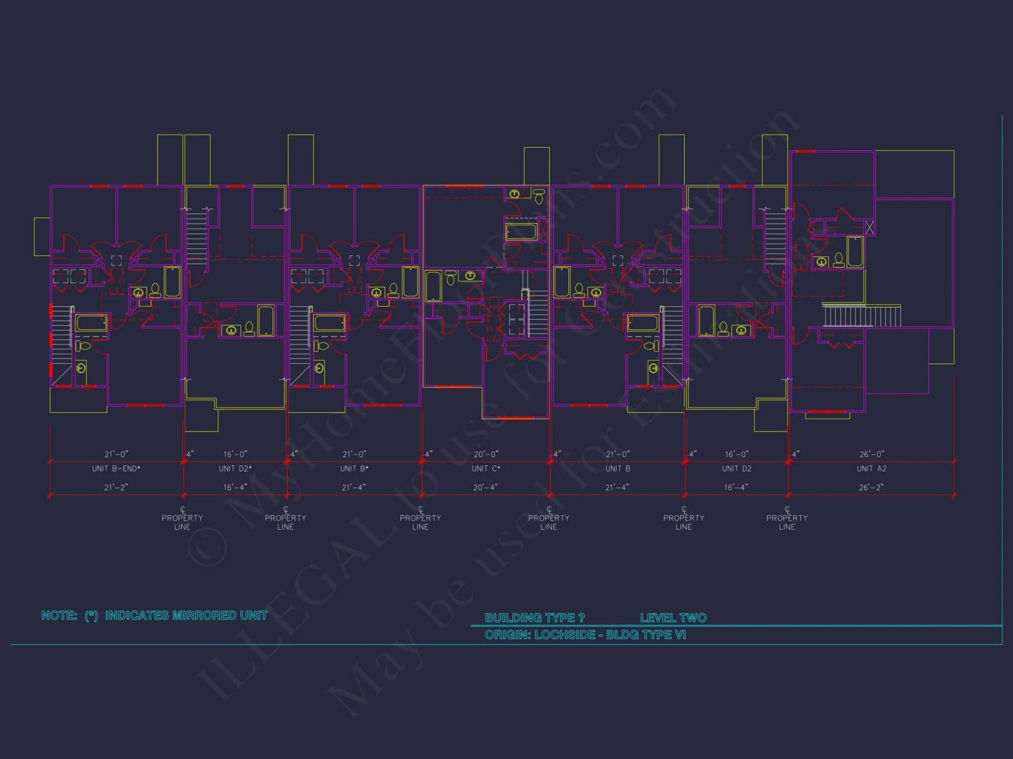 Charming 2-Story 6-Unit Townhome Plan with Craftsman Style & Efficient Layout