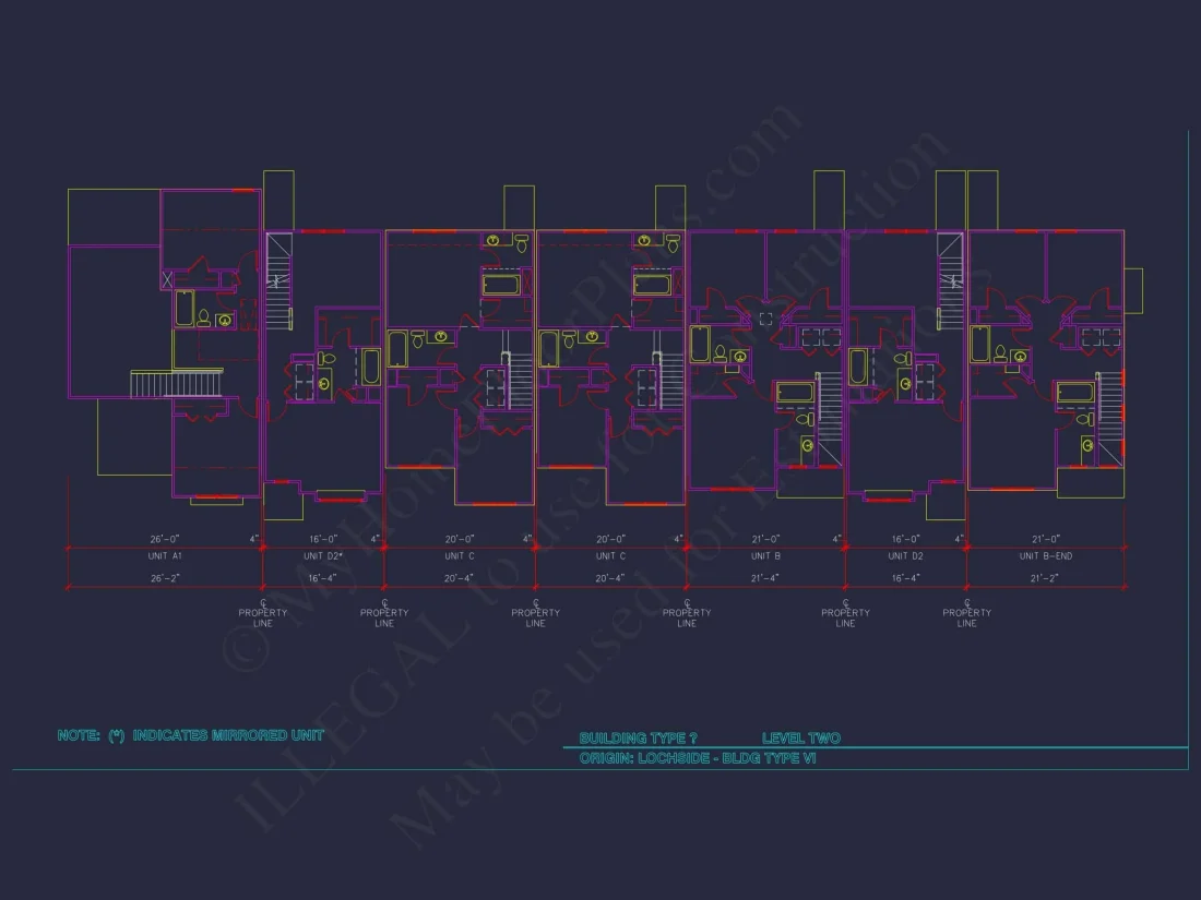 Charming 2-Story 6-Unit Townhome Plan with Craftsman Style & Efficient Layout