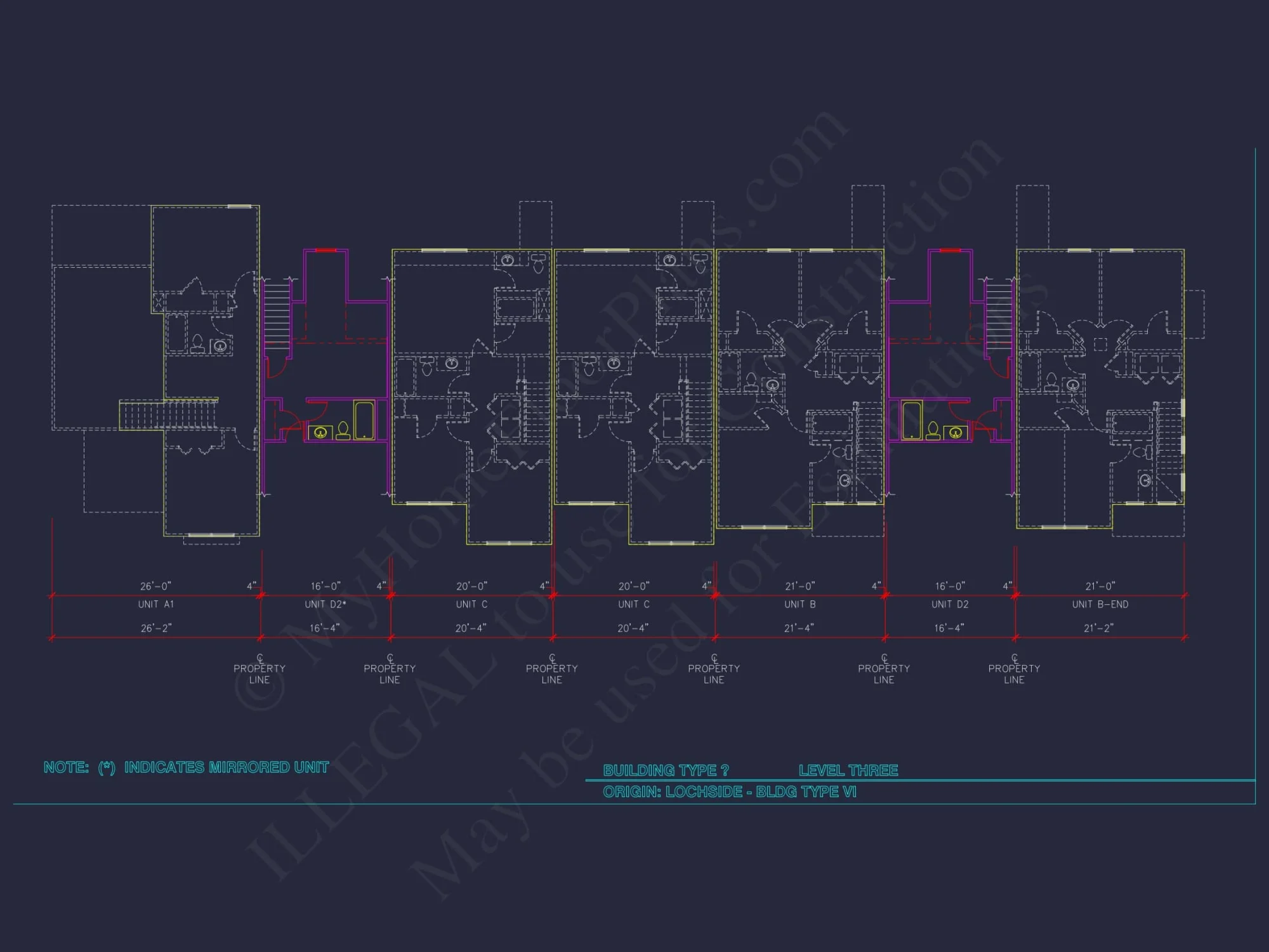 Charming 2-Story 6-Unit Townhome Plan with Craftsman Style & Efficient Layout