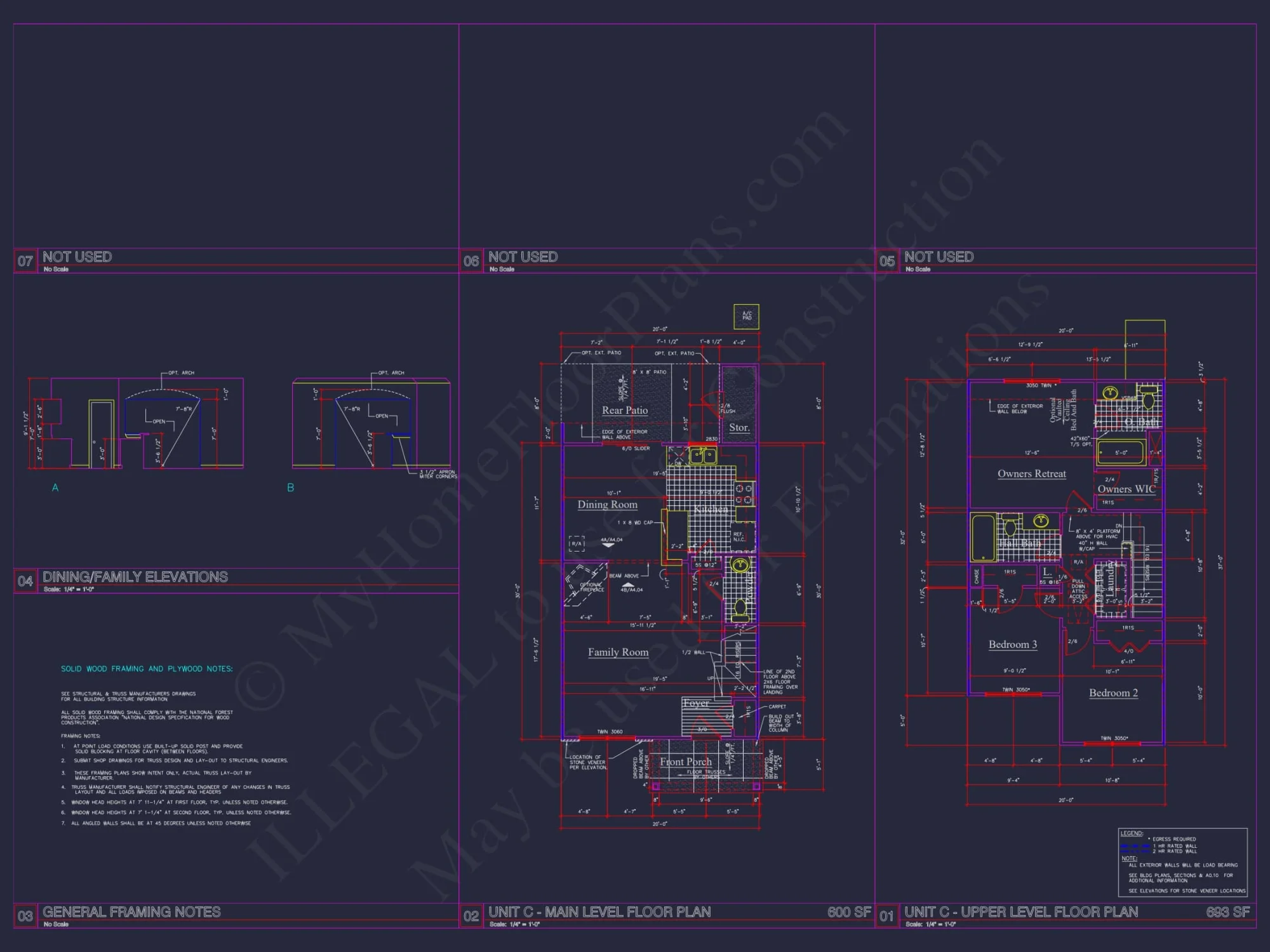 Charming 2-Story 6-Unit Townhome Plan with Craftsman Style & Efficient Layout
