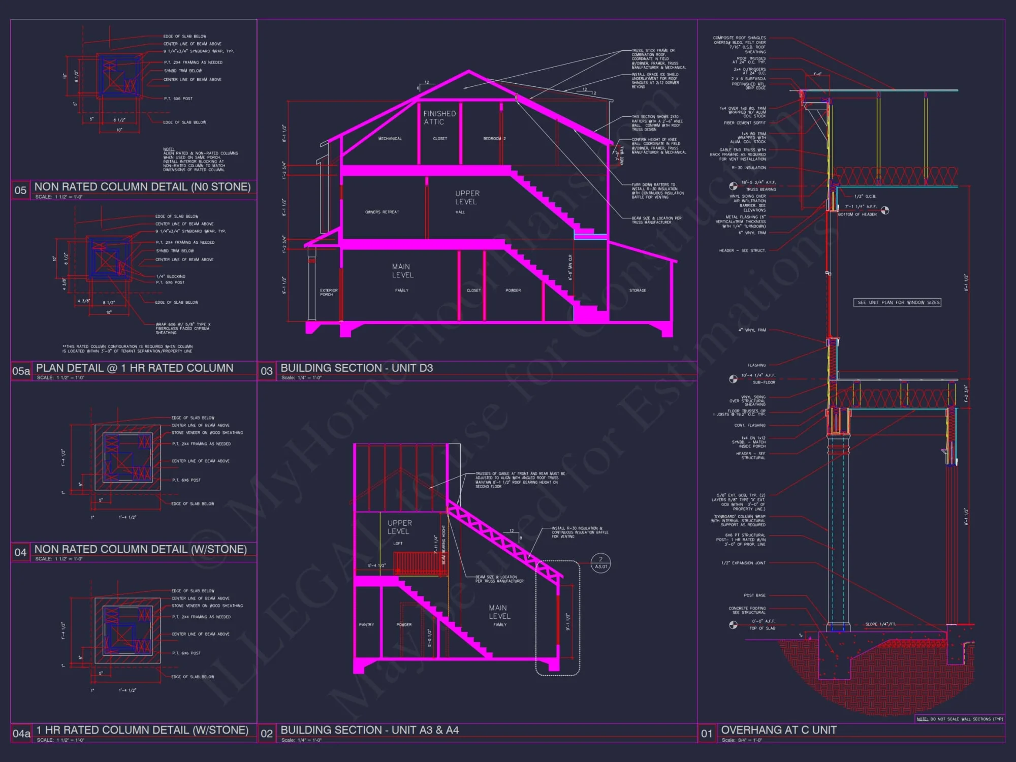 Charming 2-Story 6-Unit Townhome Plan with Craftsman Style & Efficient Layout