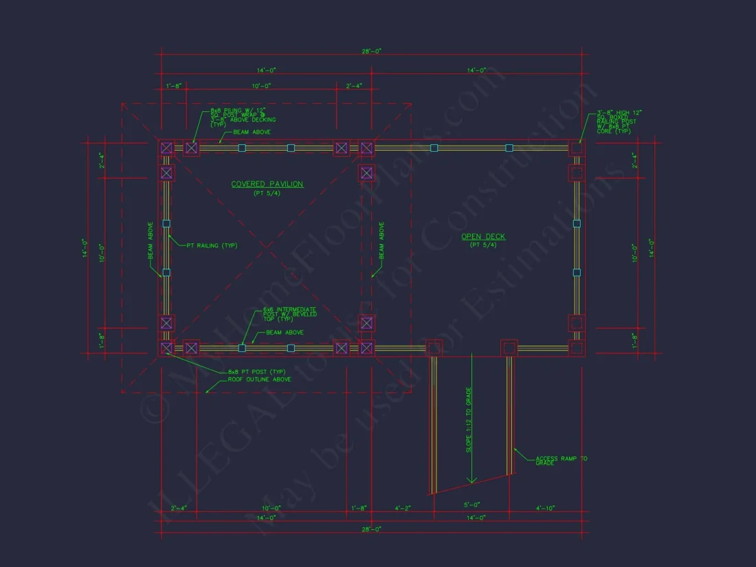 Gazebo Plans & Blueprints - 14' x 28' Outdoor Pavilion Design