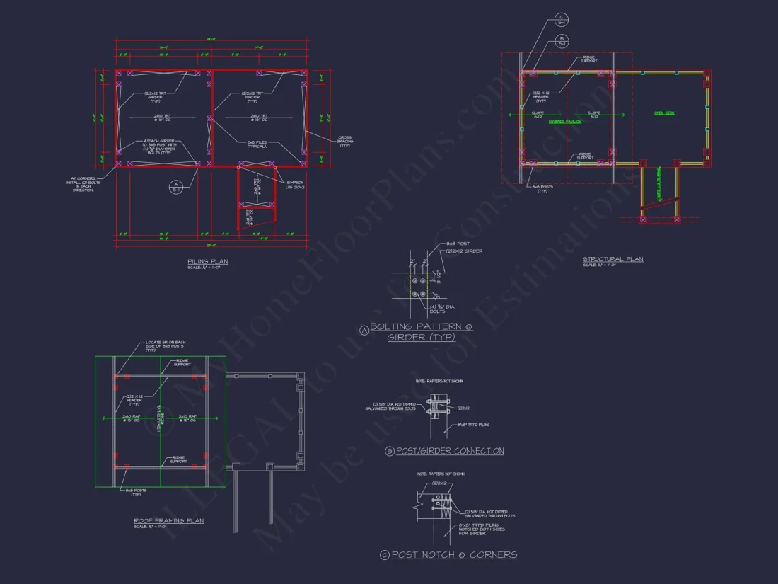Gazebo Plans & Blueprints - 14' x 28' Outdoor Pavilion Design