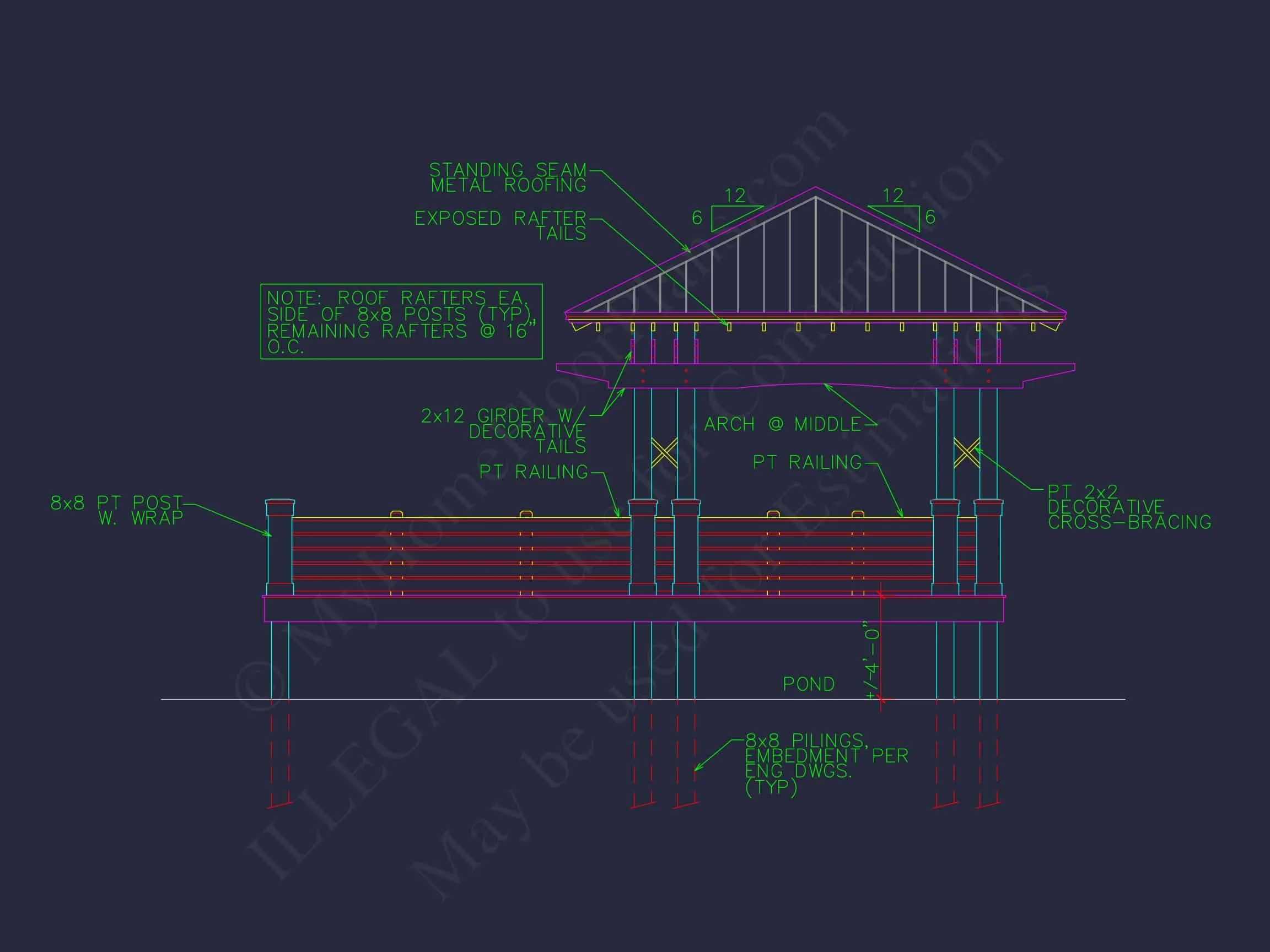 9-1703 GAZEBO PLAN - Gazebo Plans & Blueprints - 14' x 28' - CAD Drawings Available 7 Gazebo Plans & Blueprints - 14' x 28' Outdoor Pavilion Design
