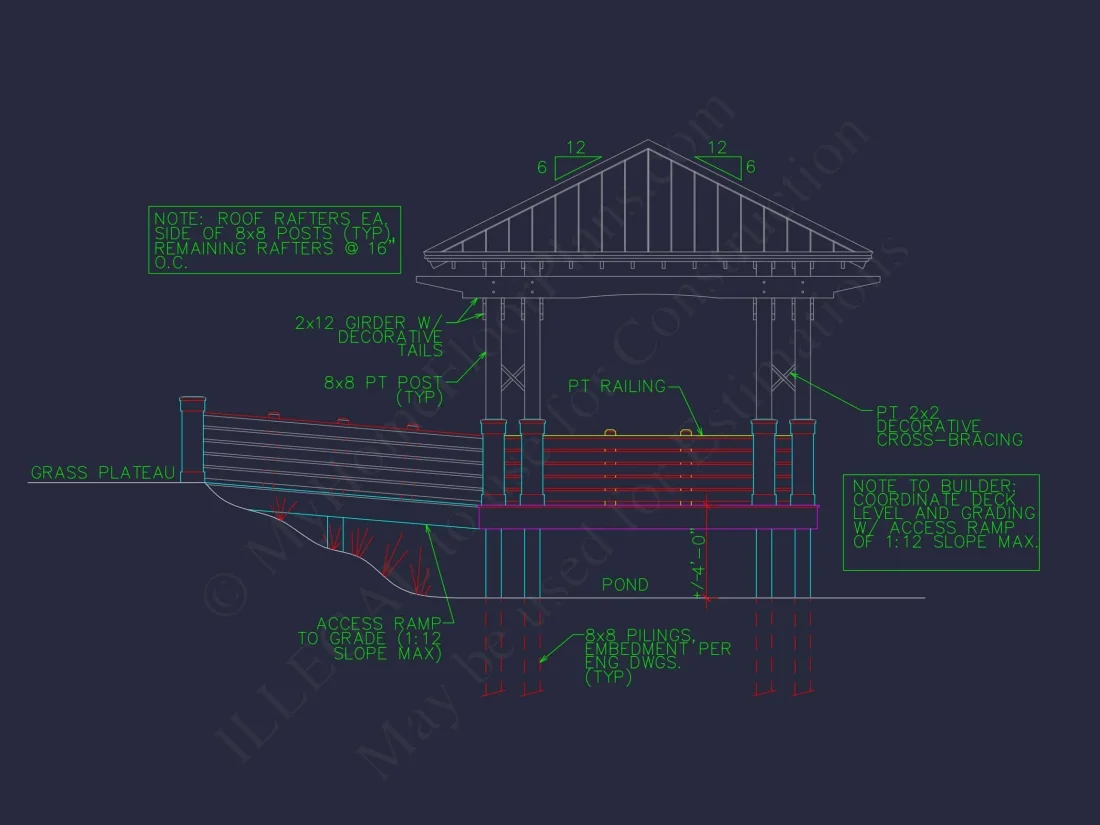 Gazebo Plans & Blueprints - 14' x 28' Outdoor Pavilion Design