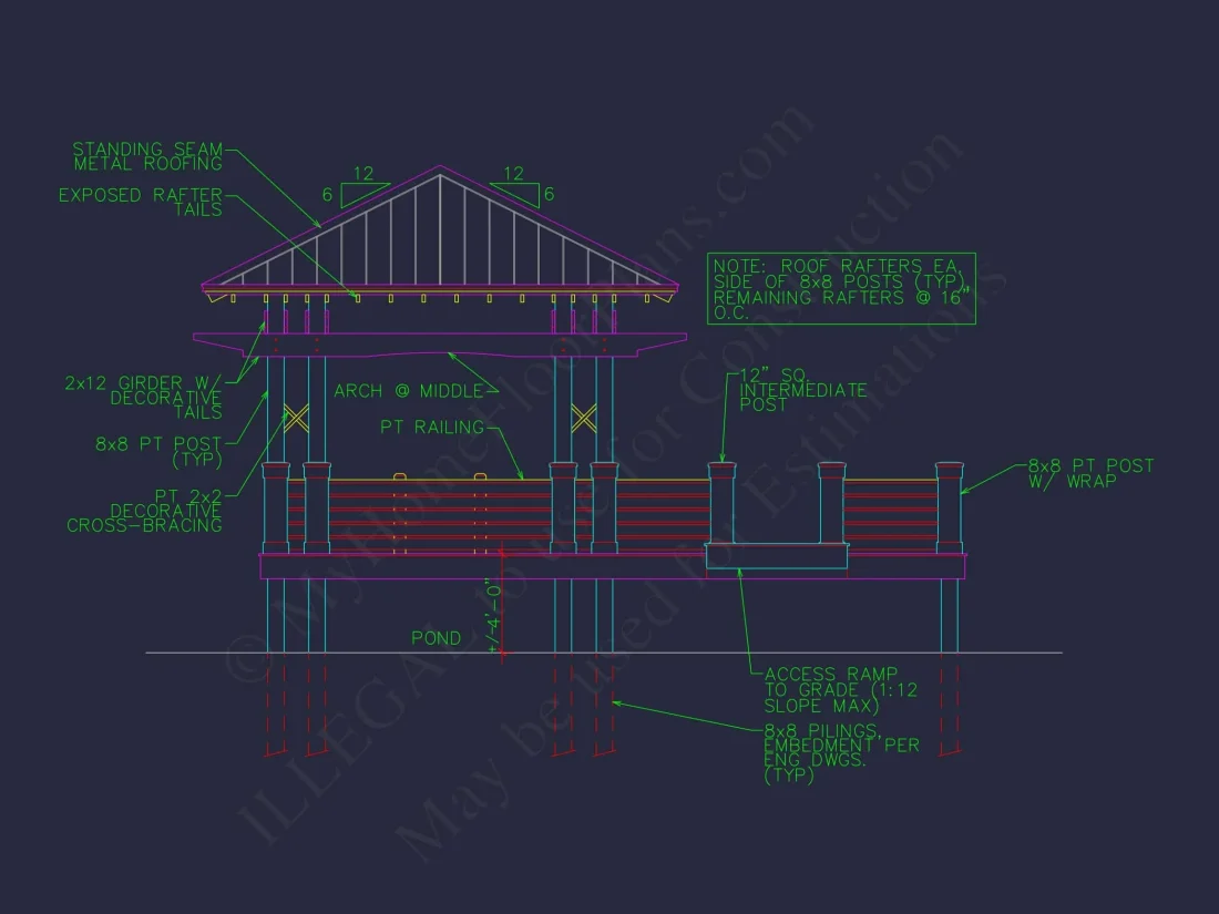 Gazebo Plans & Blueprints - 14' x 28' Outdoor Pavilion Design