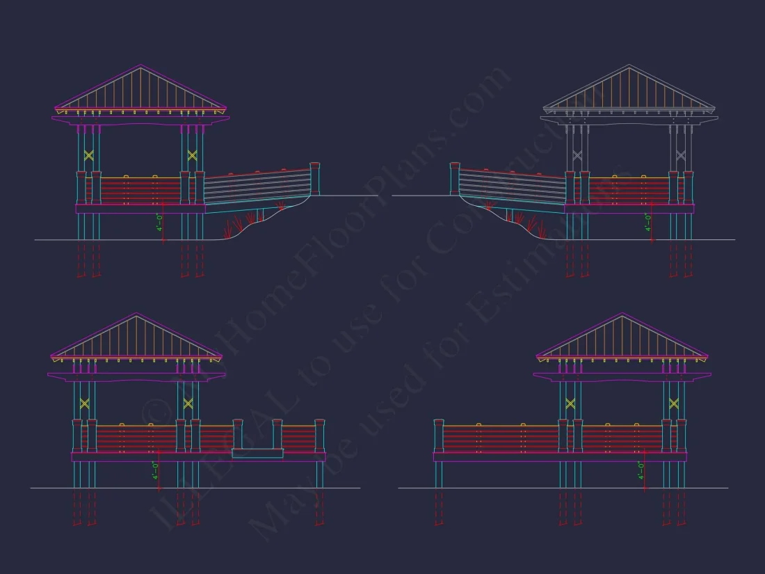 Gazebo Plans & Blueprints - 14' x 28' Outdoor Pavilion Design