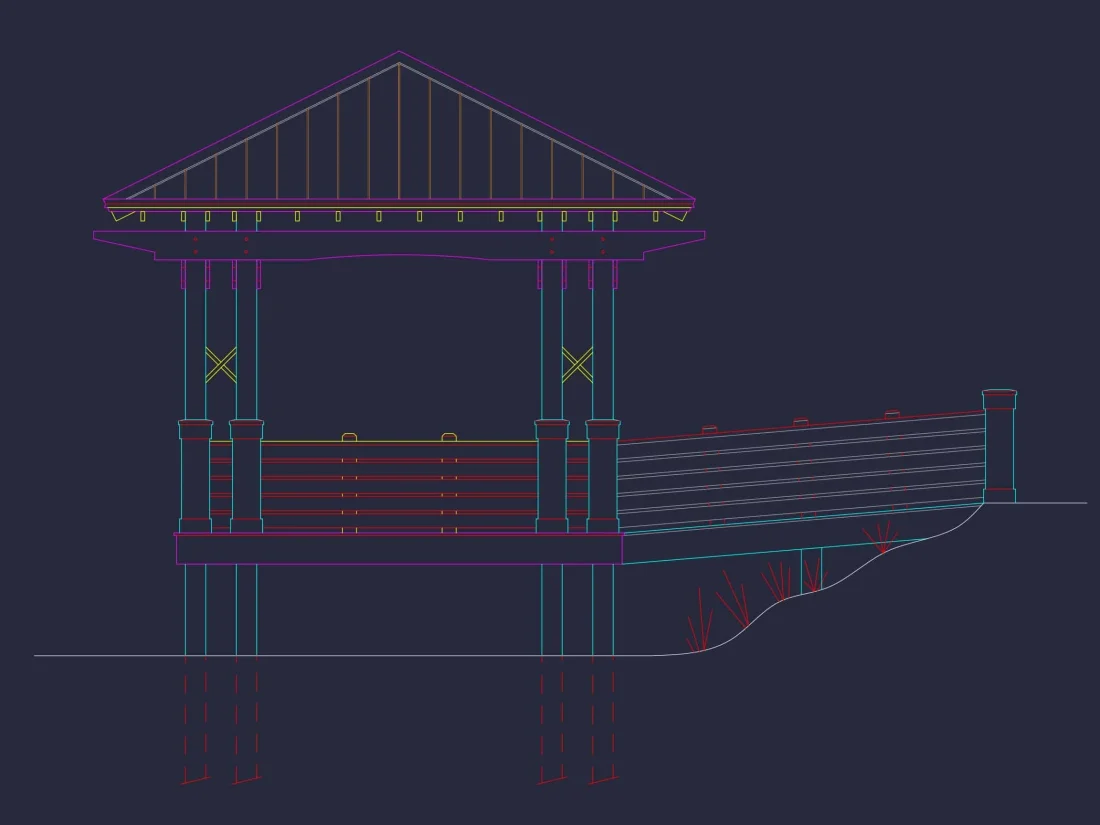 Gazebo Plans & Blueprints - 14' x 28' Outdoor Pavilion Design