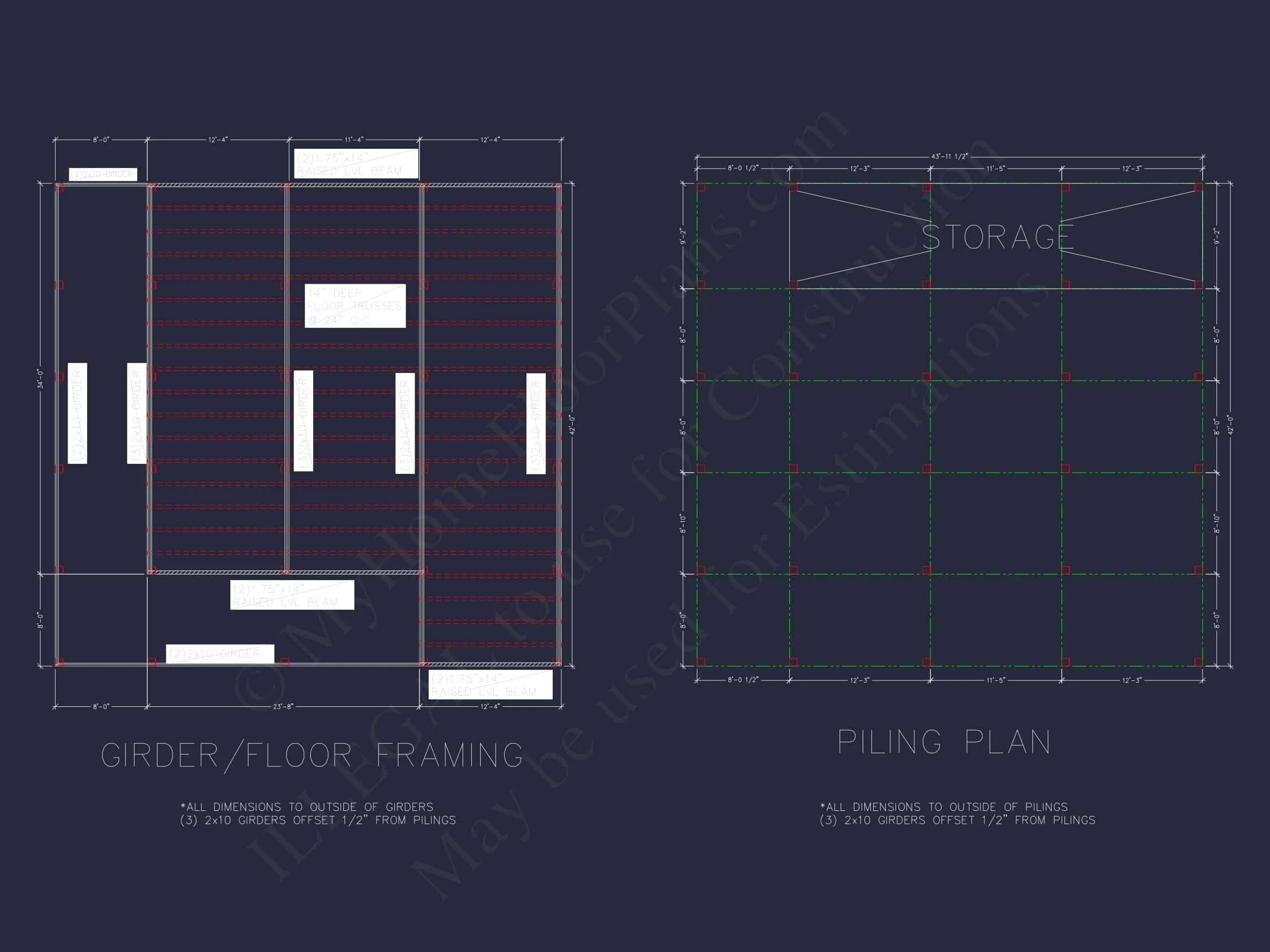 9-1643 HOUSE PLAN - Beach House Plan: 1320 Sq. Ft. CAD Floor Plan Blueprint 5 Beach Home Plan: 1,320 Sq. Ft. Coastal Design with CAD Floor Plan