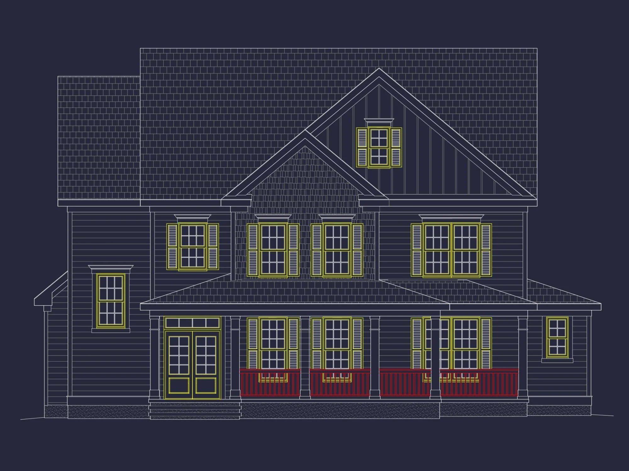 Charming 3-Story House Plan with Detailed CAD Blueprint