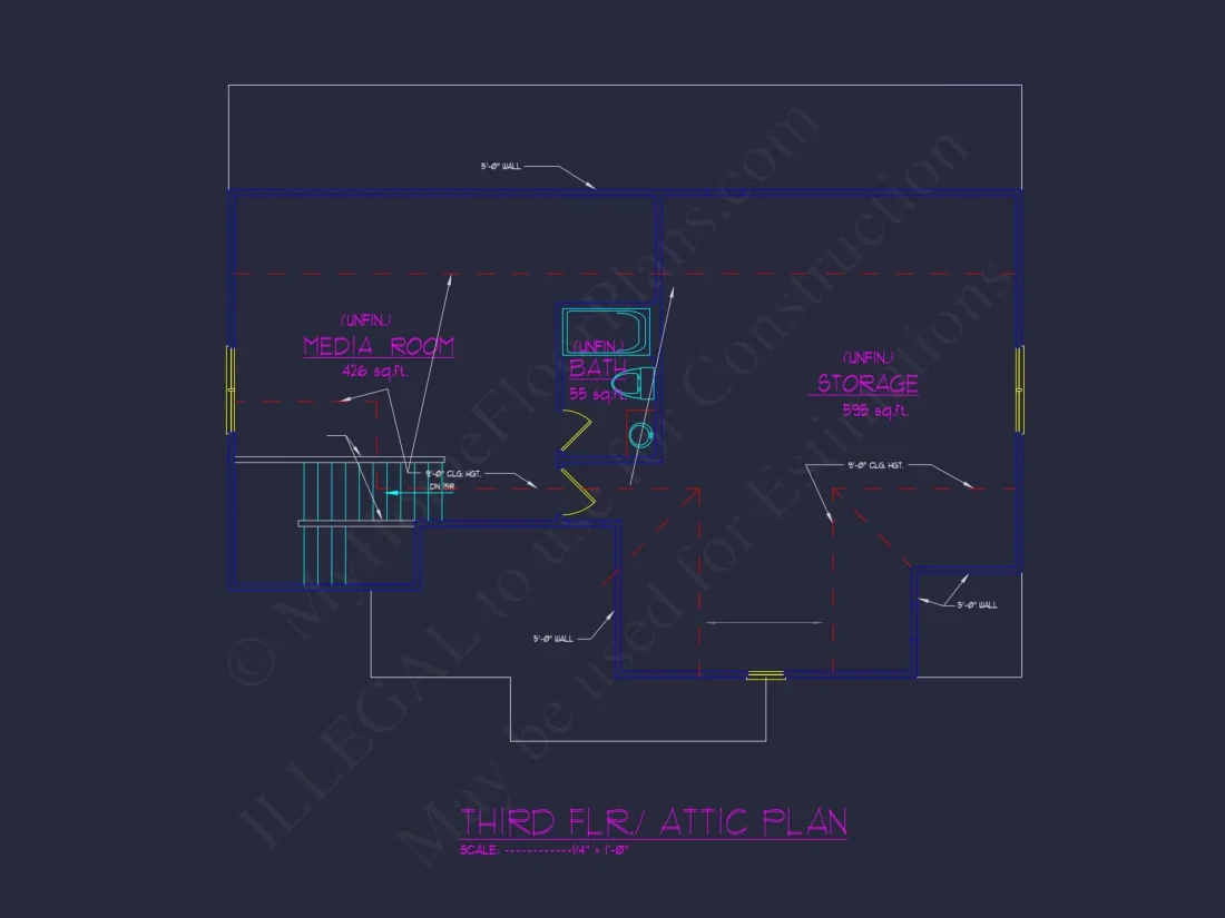 Charming 3-Story House Plan with Detailed CAD Blueprint