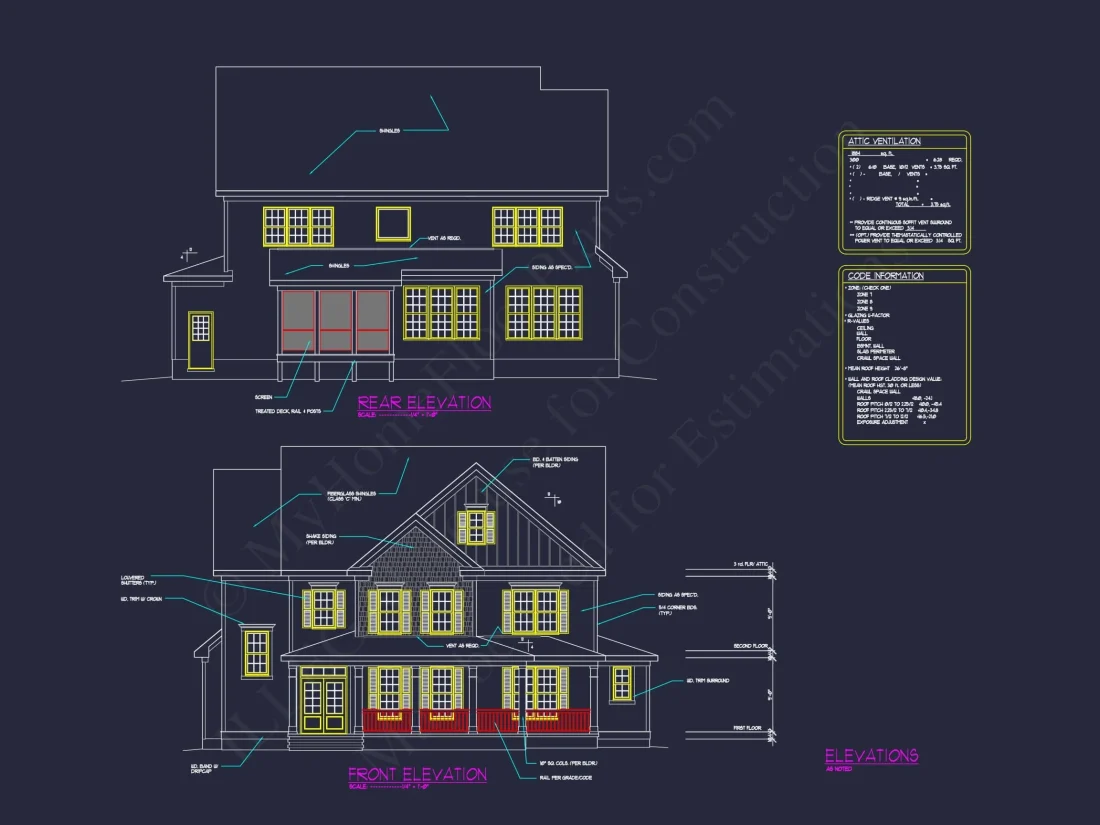 Charming 3-Story House Plan with Detailed CAD Blueprint