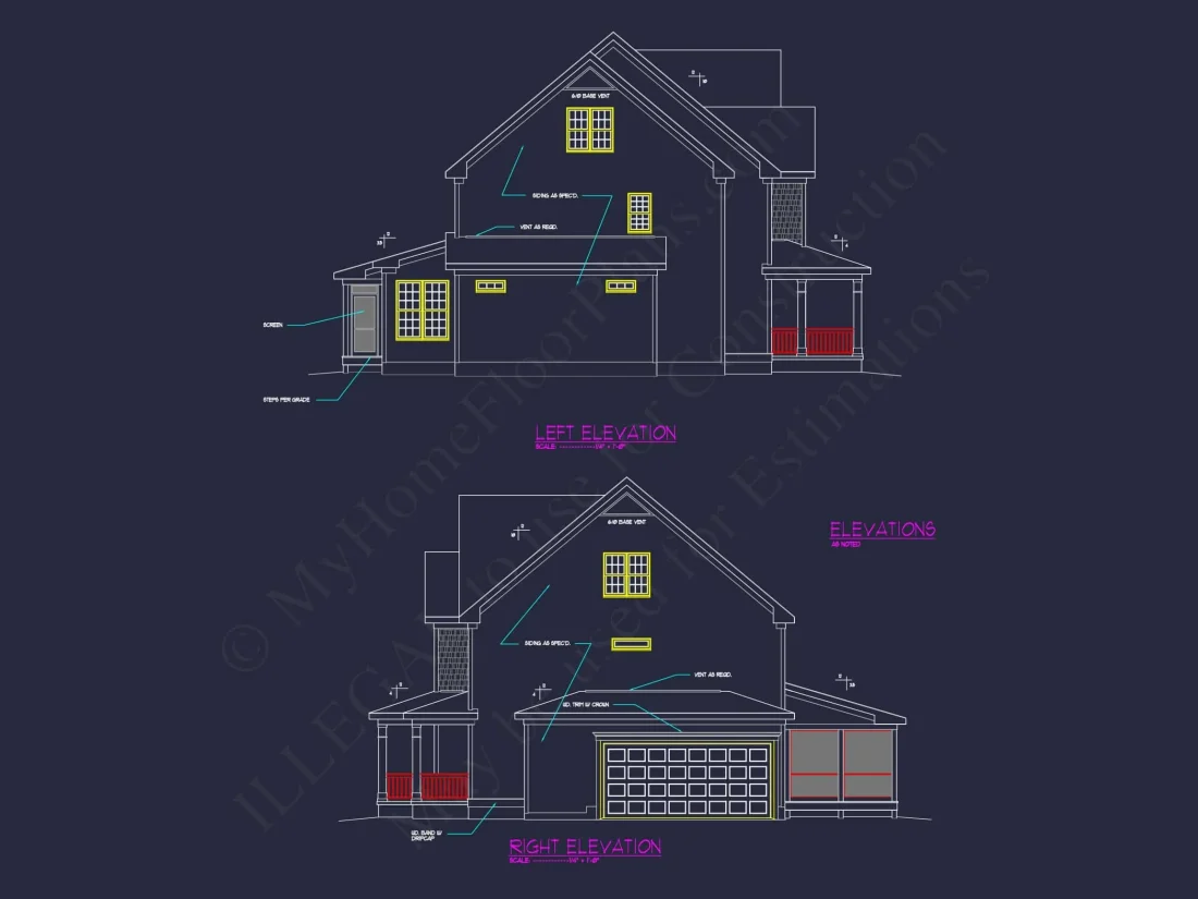 Charming 3-Story House Plan with Detailed CAD Blueprint