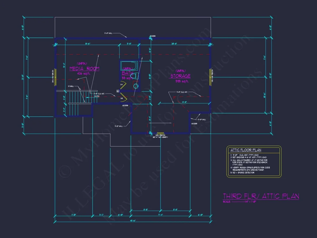 Charming 3-Story House Plan with Detailed CAD Blueprint