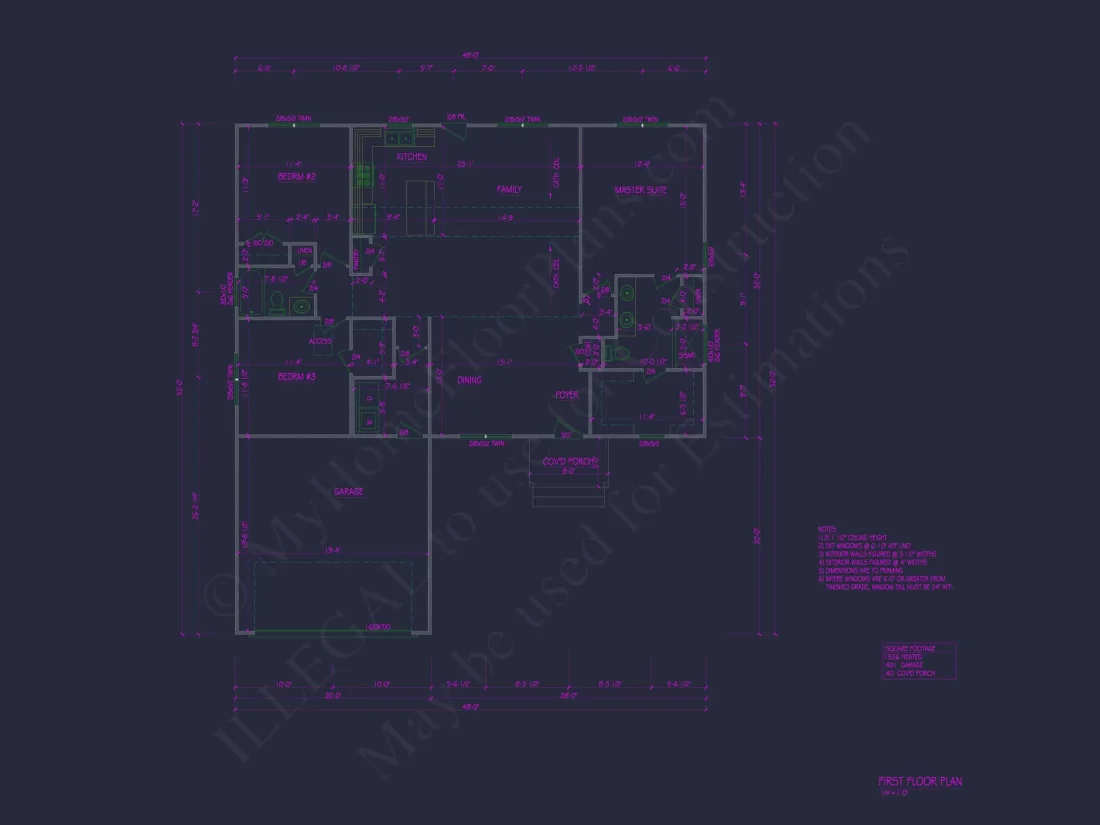 Traditional Ranch Home Plan with Open Floor Design and CAD