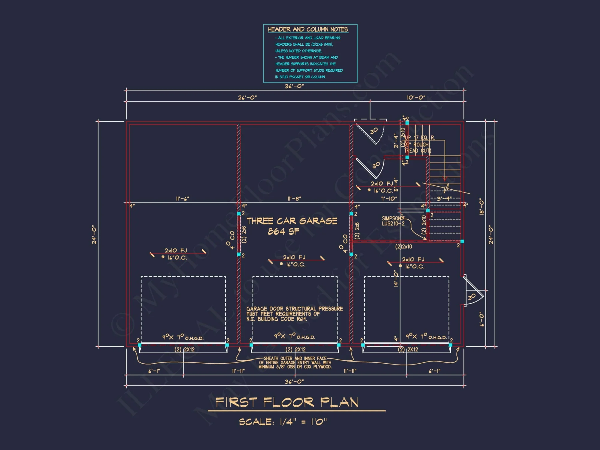 Two-Story Garage house Plan with CAD Designs and Floor Plan