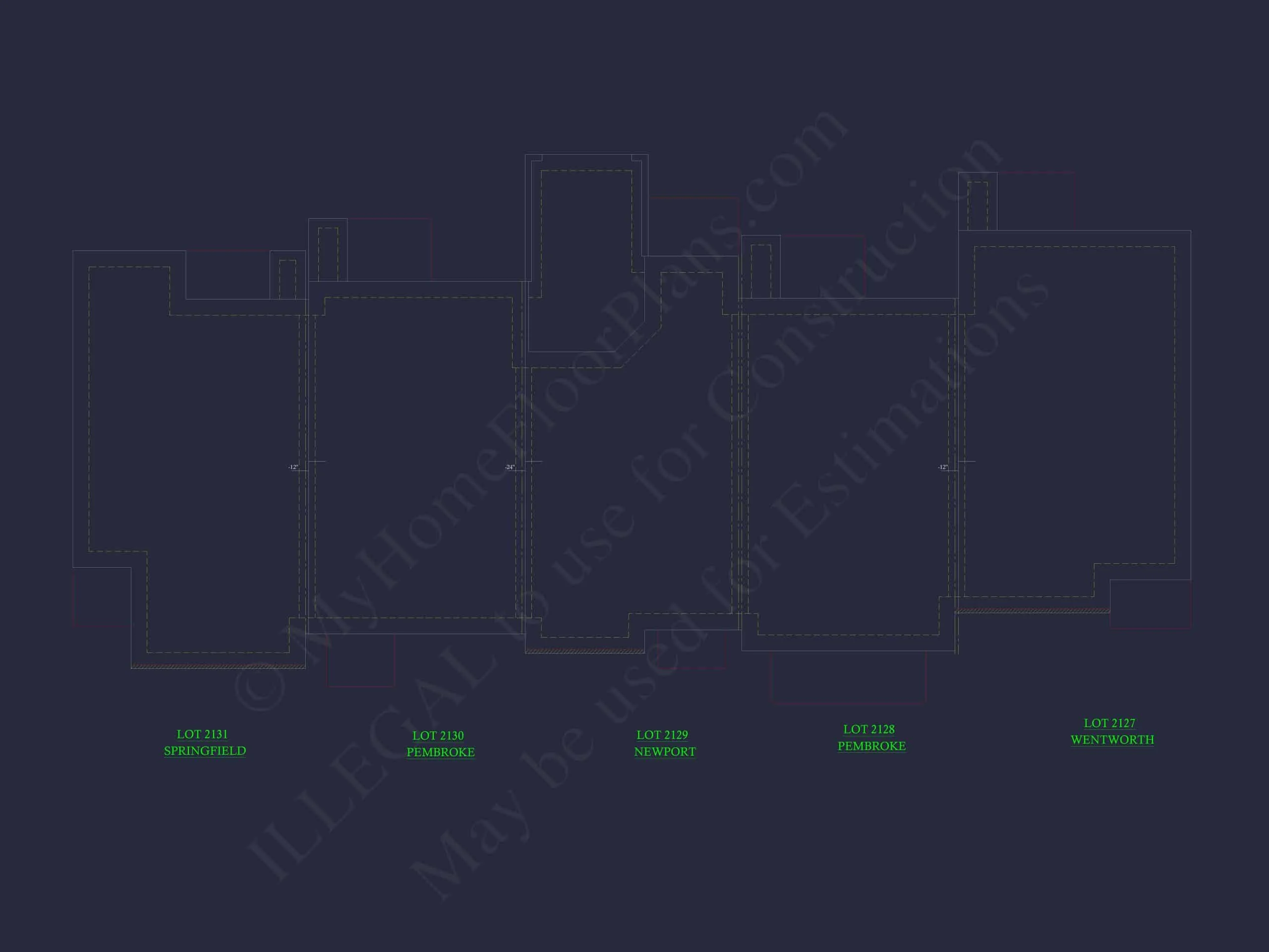 11-1083-3 5-UNIT TOWNHOUSE PLAN -Colonial Home Plan - 3-Bed, 2.5-Bath, 1,651 SF 6 Modern Colonial Revival House Plan with 2 Floors and Open Design
