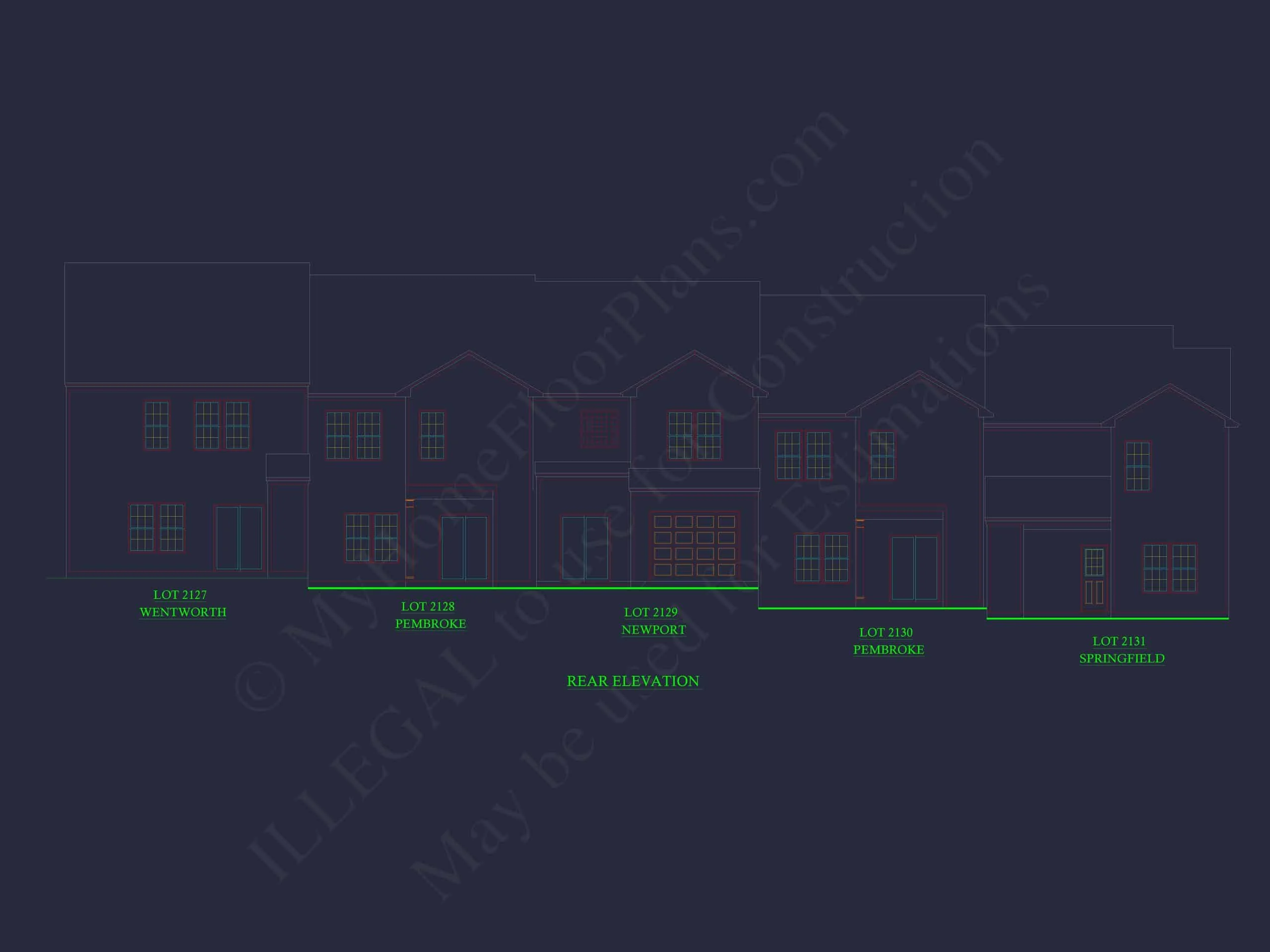 11-1083-3 5-UNIT TOWNHOUSE PLAN -Colonial Home Plan - 3-Bed, 2.5-Bath, 1,651 SF 7 Modern Colonial Revival House Plan with 2 Floors and Open Design