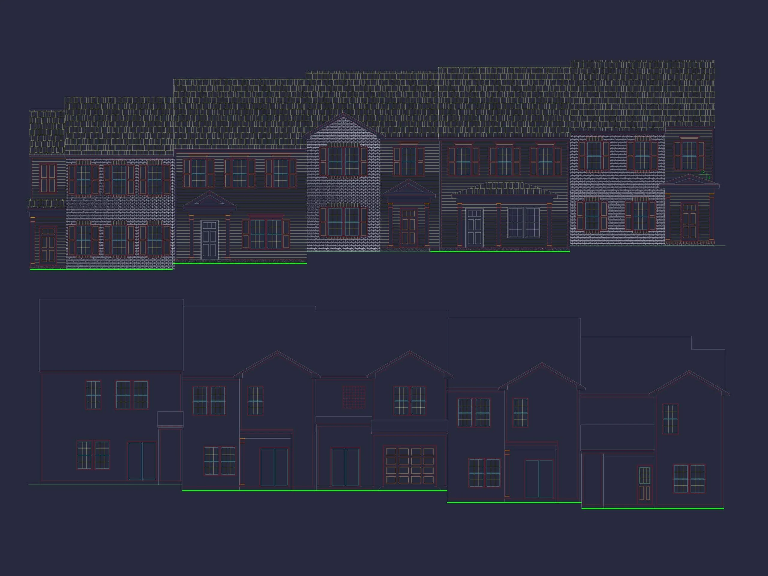 11-1083-3 5-UNIT TOWNHOUSE PLAN -Colonial Home Plan - 3-Bed, 2.5-Bath, 1,651 SF 9 Modern Colonial Revival House Plan with 2 Floors and Open Design