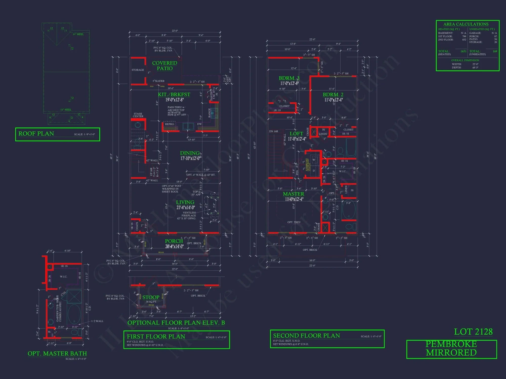 Modern Colonial Revival House Plan with 2 Floors and Open Design