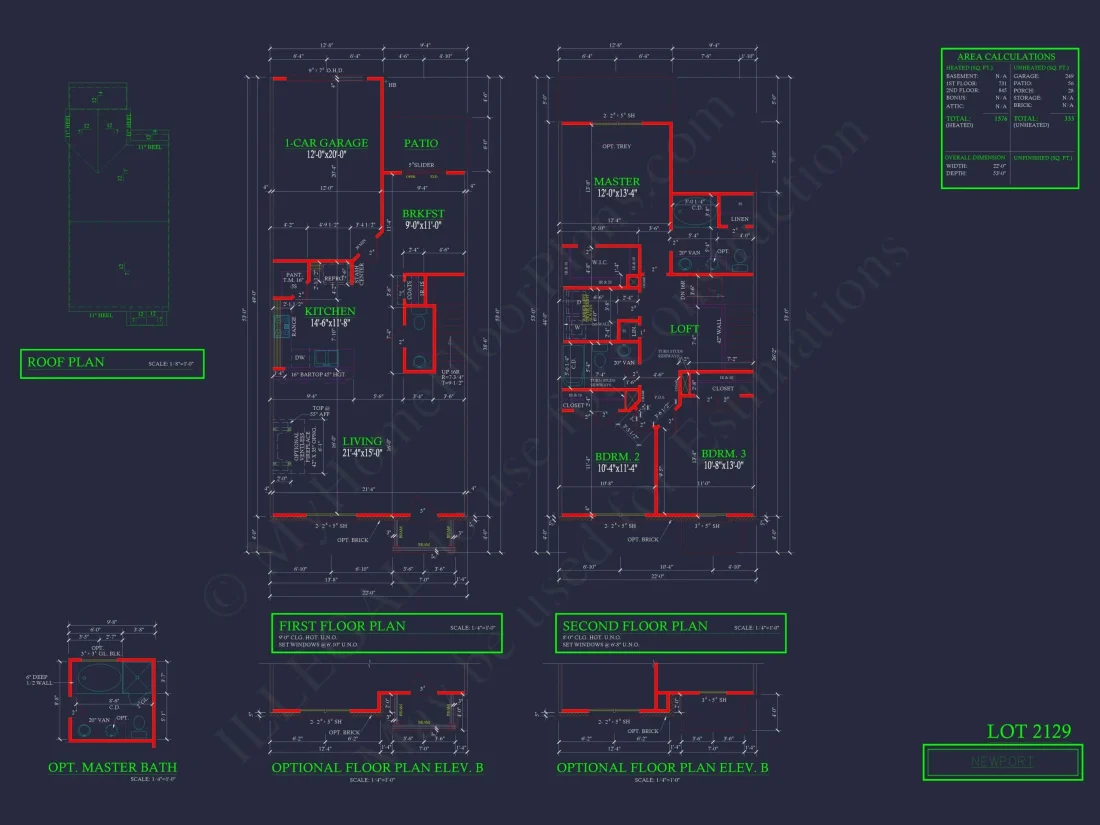 Modern Colonial Revival House Plan with 2 Floors and Open Design