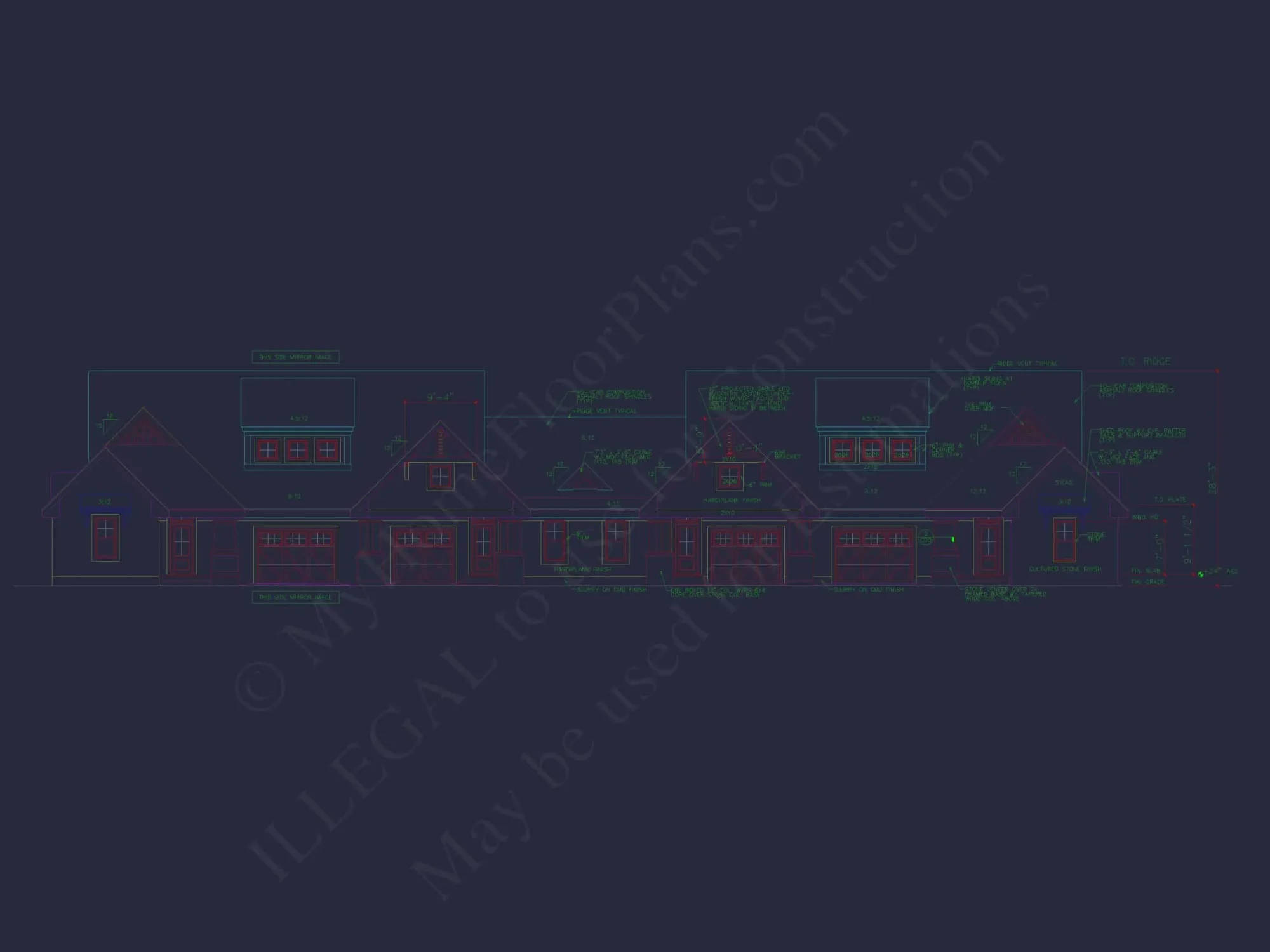 4-Unit Townhome Floor Plan with Open Layout and Craftsman Design