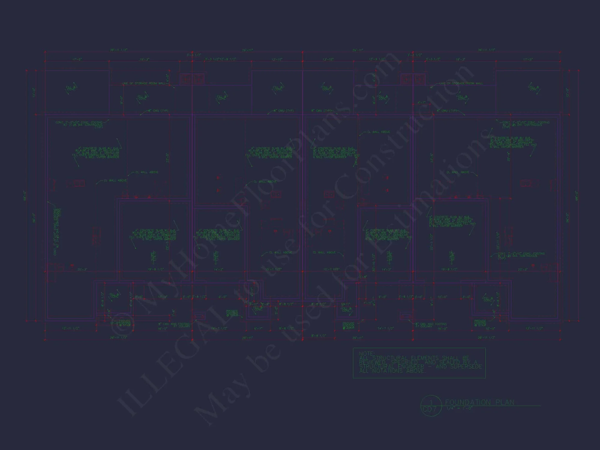 4-Unit Townhome Floor Plan with Open Layout and Craftsman Design