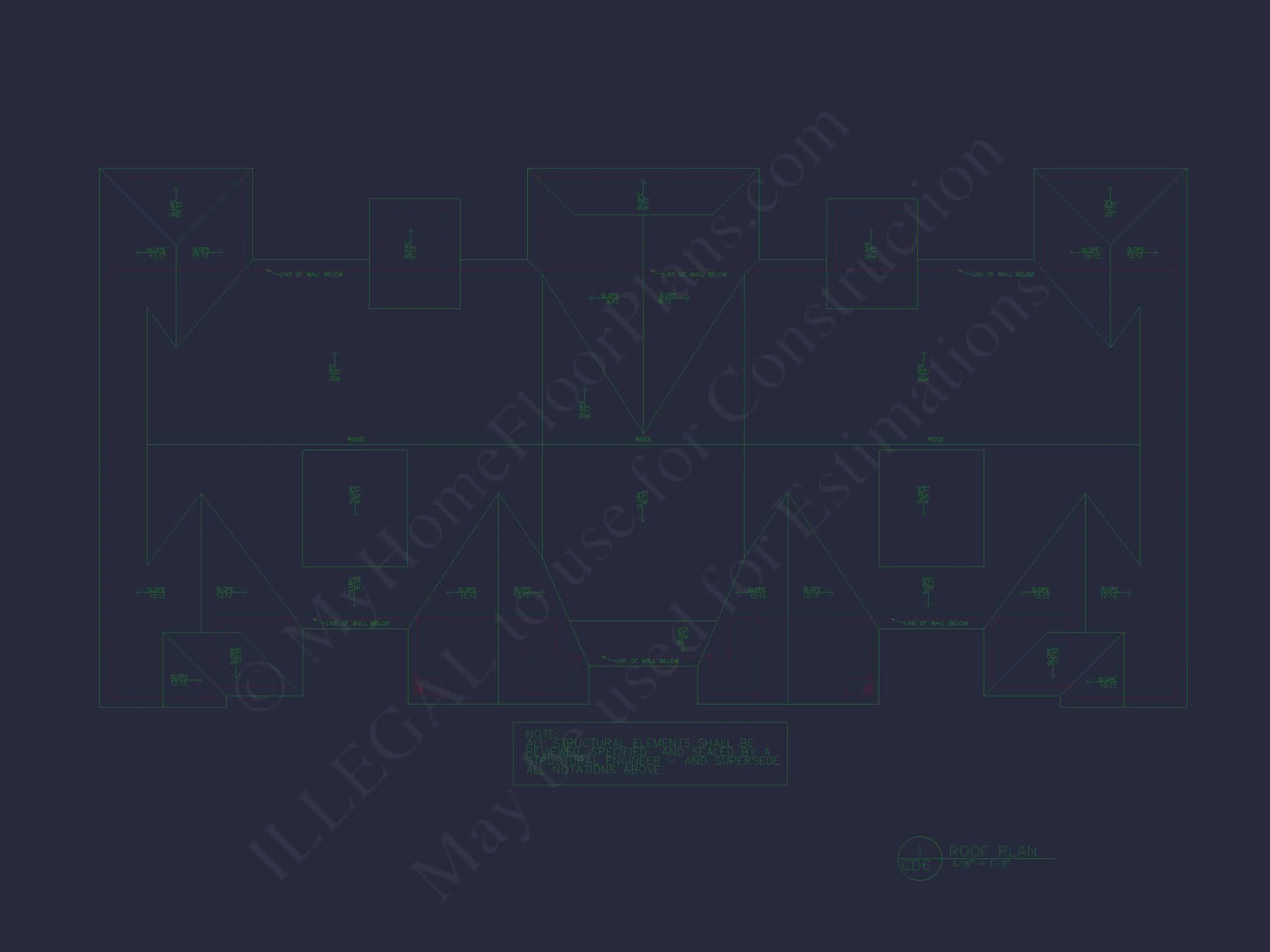 11-1773 4-UNIT TOWNHOUSE PLAN - Architectural House Blueprint - 4-Unit Townhouse Floor Plan Designs 5 4-Unit Townhome Floor Plan with Open Layout and Craftsman Design