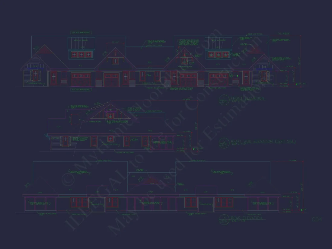 4-Unit Townhome Floor Plan with Open Layout and Craftsman Design