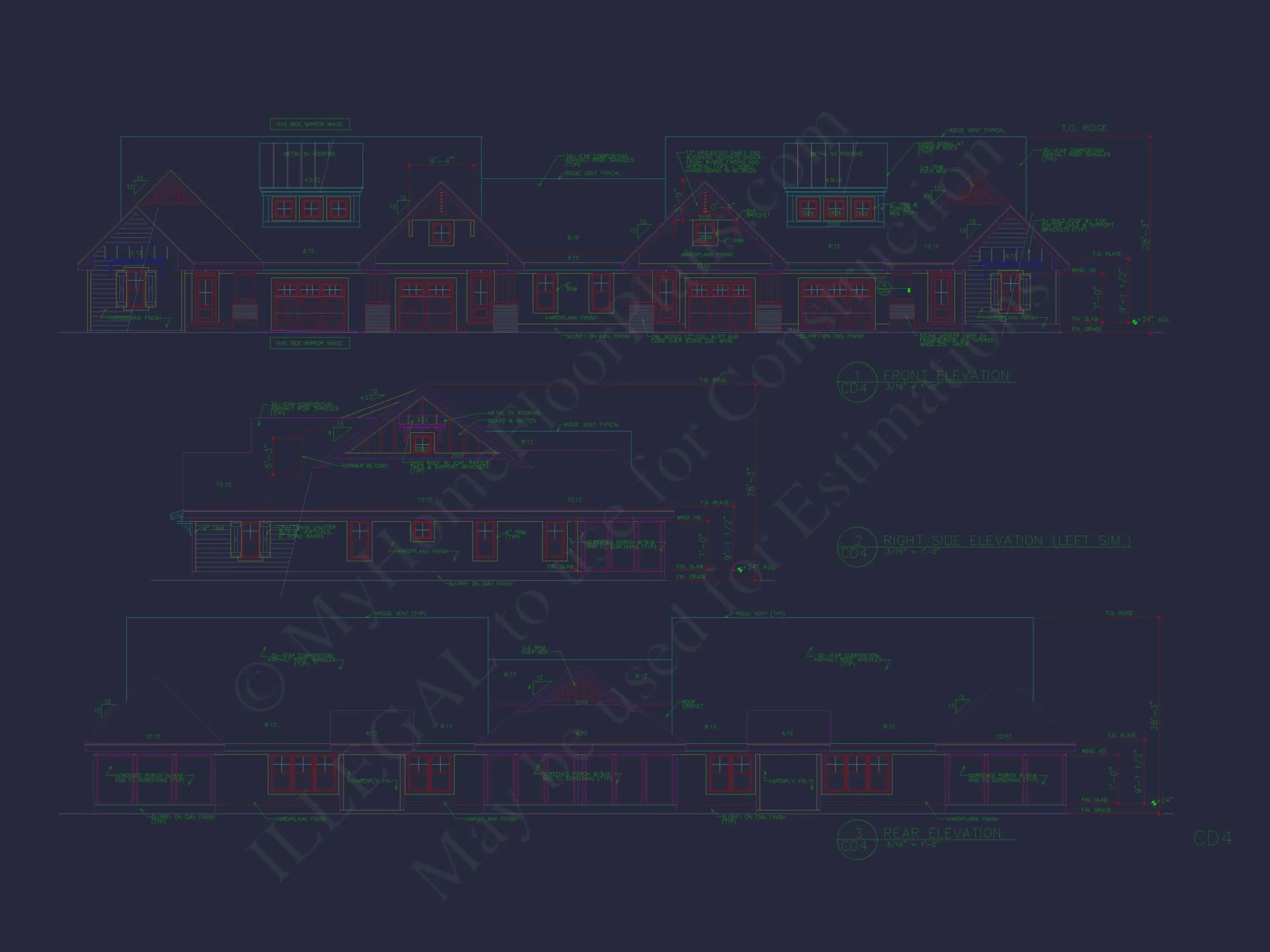 4-Unit Townhome Floor Plan with Open Layout and Craftsman Design