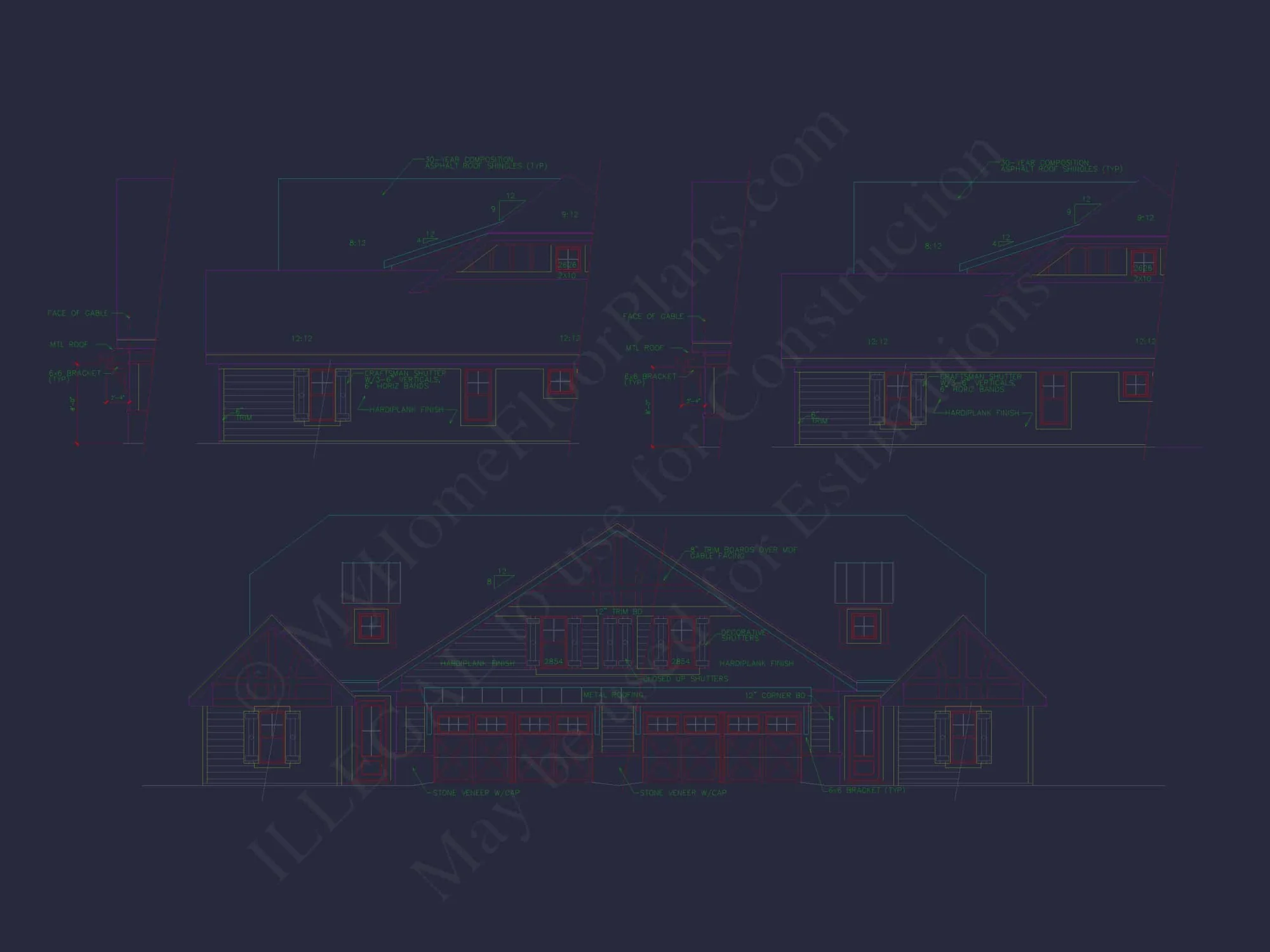 4-Unit Townhome Floor Plan with Open Layout and Craftsman Design