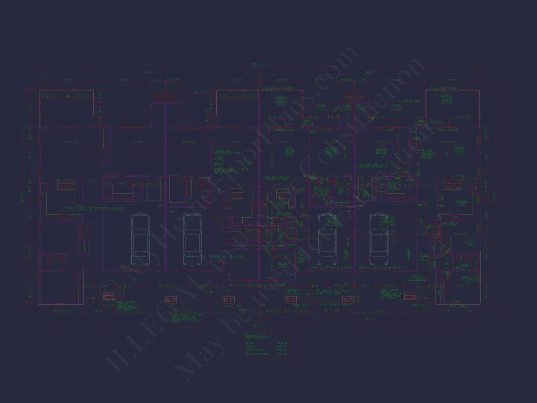 4-Unit Townhome Floor Plan with Open Layout and Craftsman Design