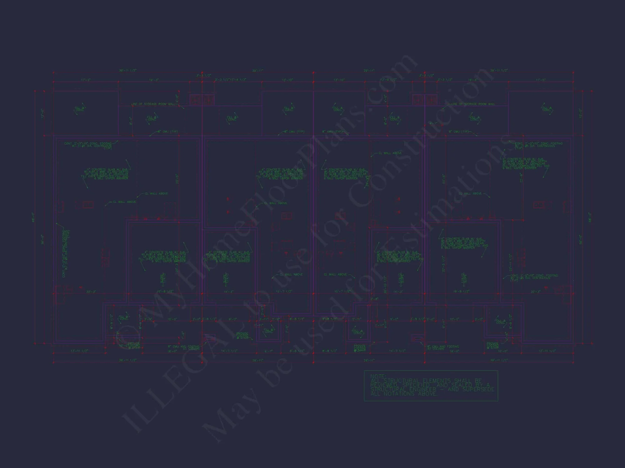 4-Unit Townhome Floor Plan with Open Layout and Craftsman Design
