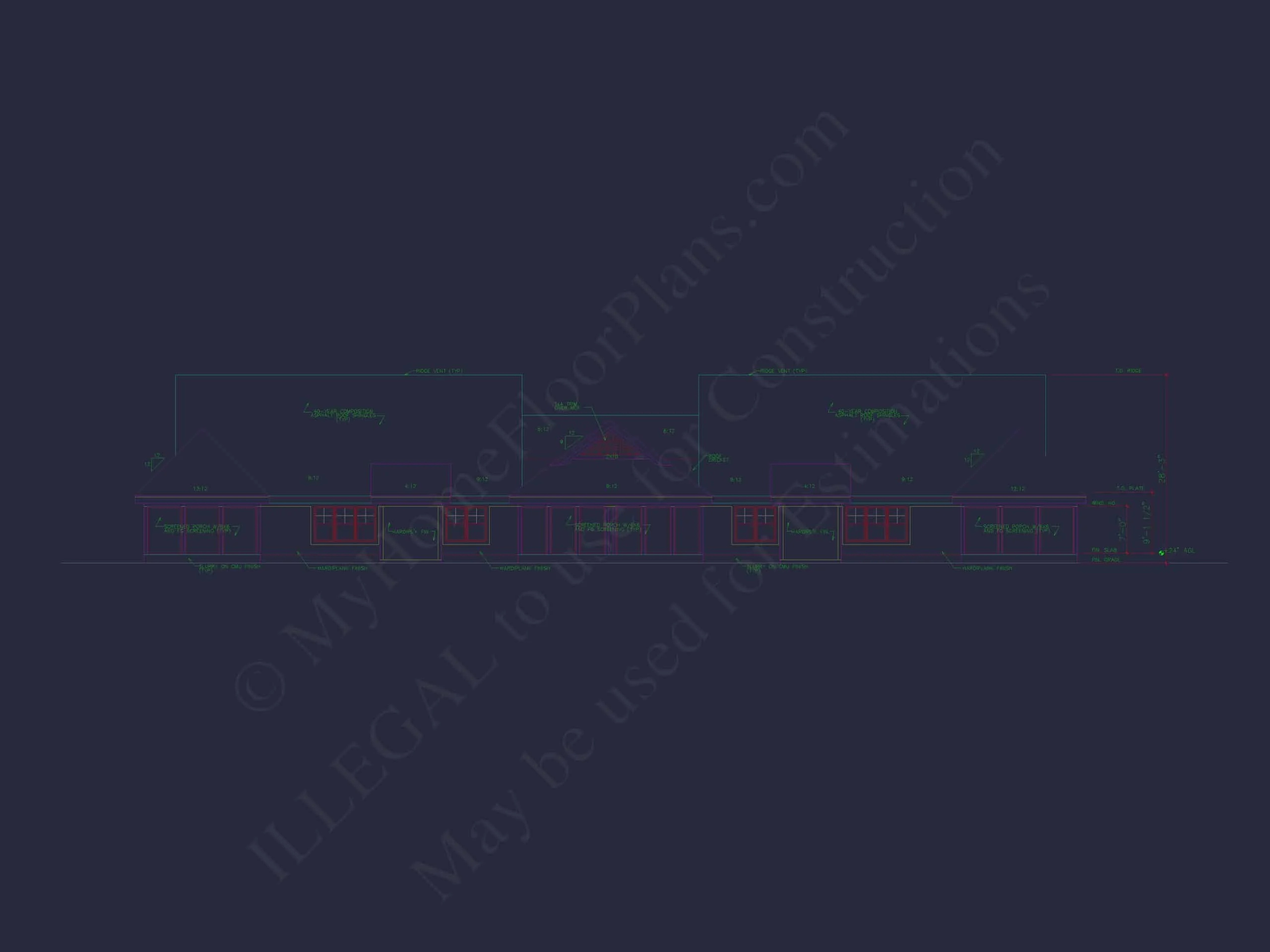 11-1773 4-UNIT TOWNHOUSE PLAN - Architectural House Blueprint - 4-Unit Townhouse Floor Plan Designs 21 4-Unit Townhome Floor Plan with Open Layout and Craftsman Design
