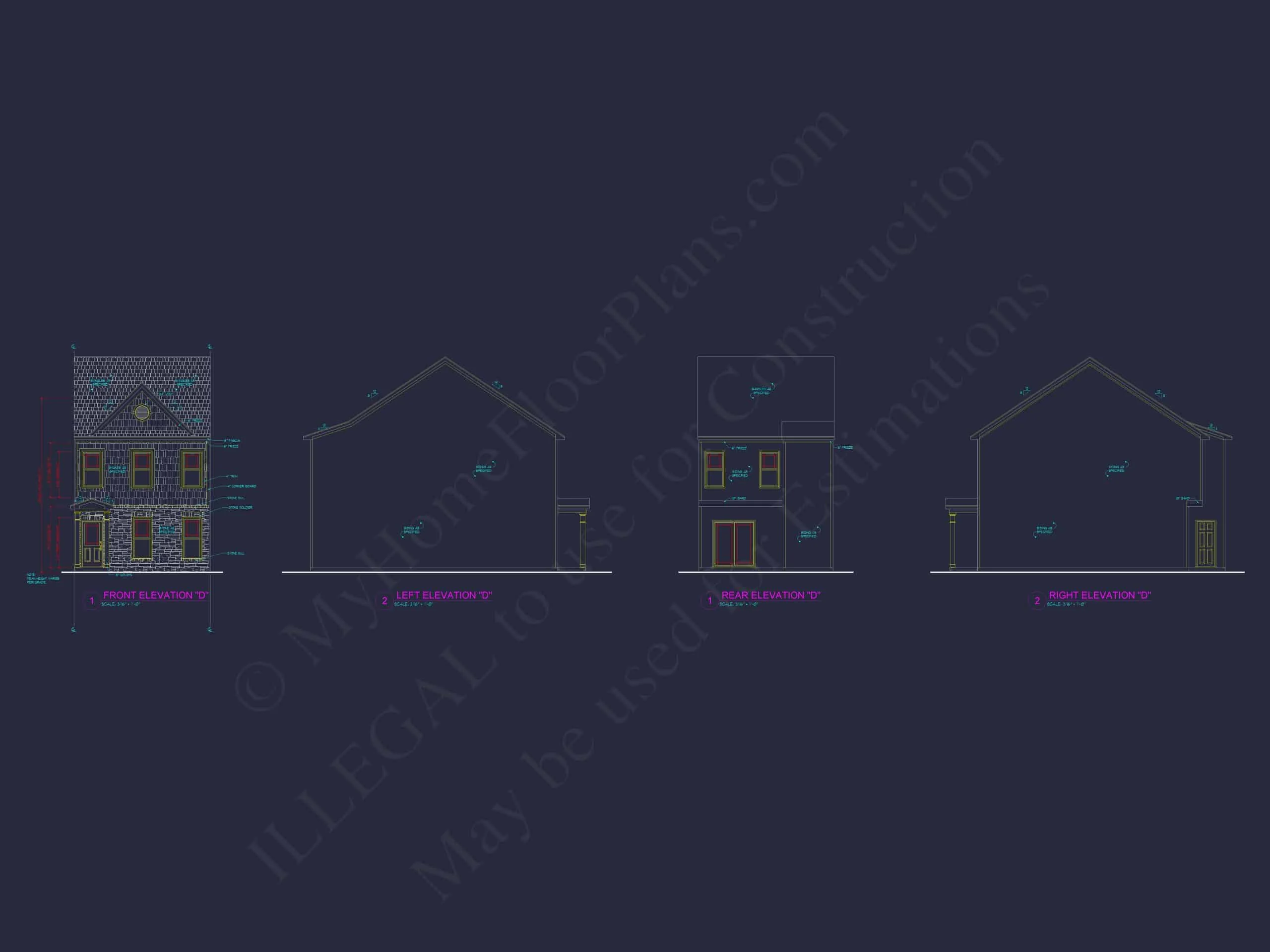 8-1690 OAKWOOD TOWNHOUSE PLAN -Colonial Home Plan - 3-Bed, 2.5-Bath, 1,850 SF 16 Modern Townhome Floor Plan with Open Layout and CAD Files