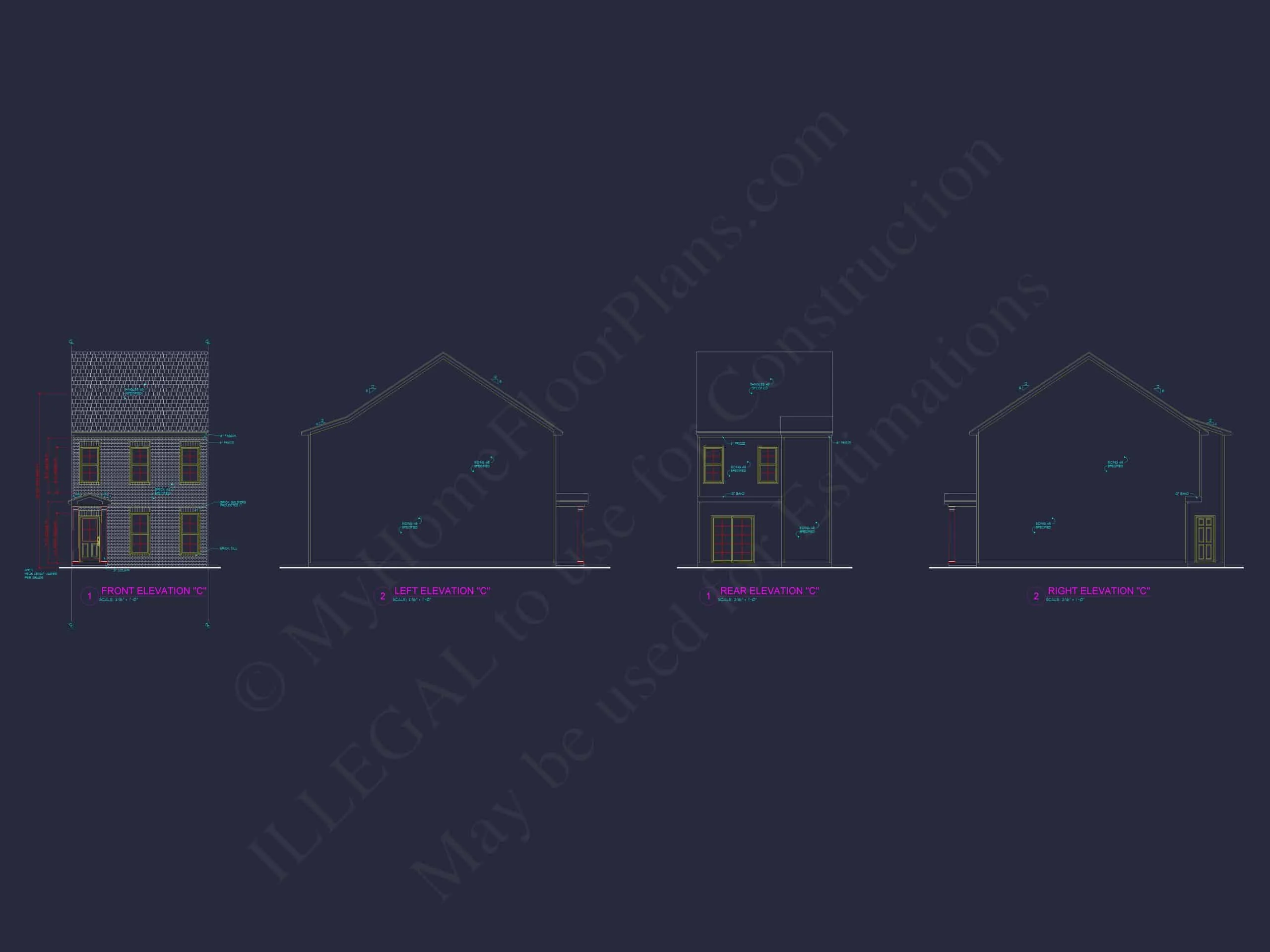 8-1690 OAKWOOD TOWNHOUSE PLAN -Colonial Home Plan - 3-Bed, 2.5-Bath, 1,850 SF 17 Modern Townhome Floor Plan with Open Layout and CAD Files
