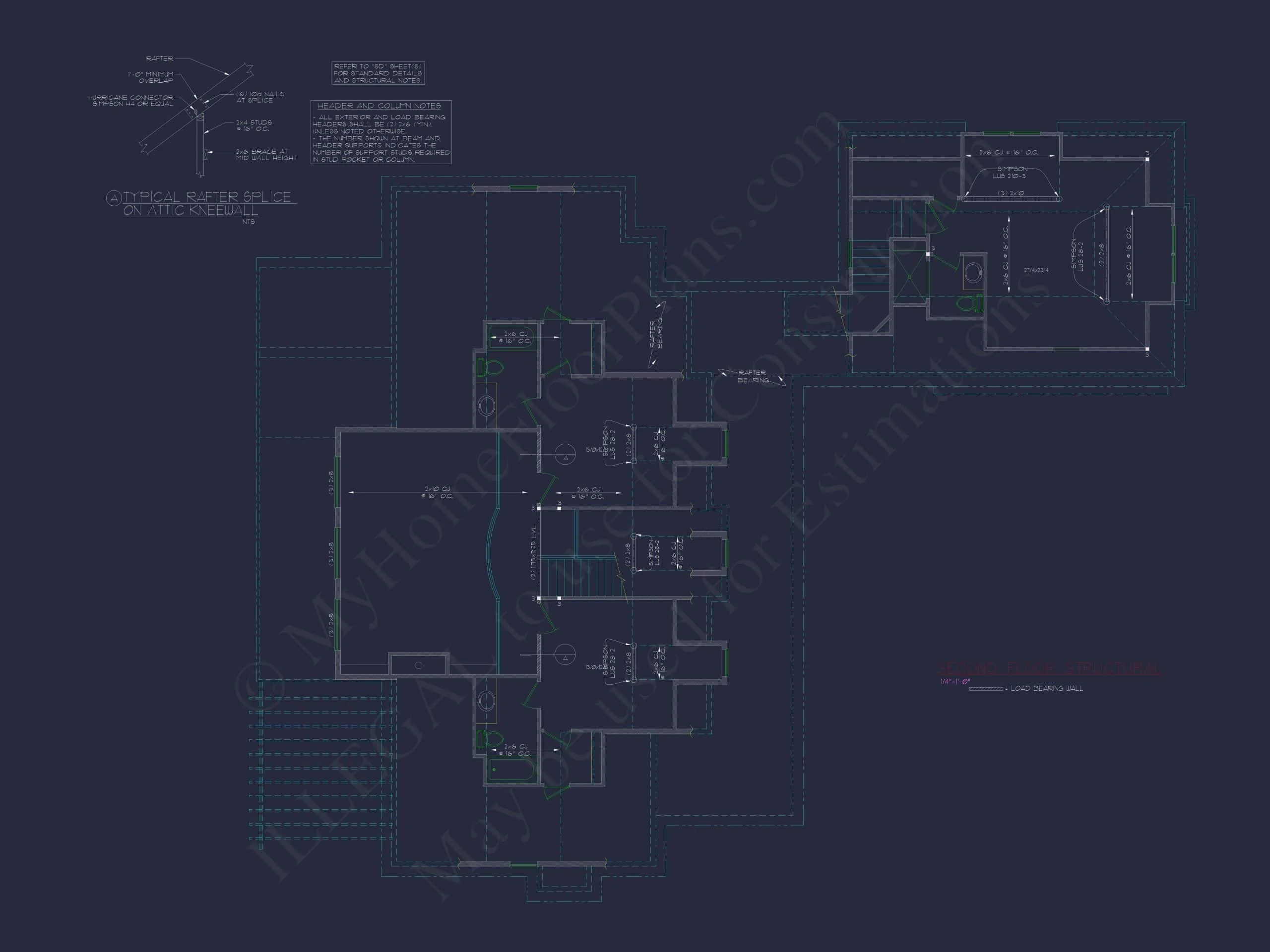 Charming 2-Story House Plan with 3 Beds, CAD Blueprint, and Craftsman Design