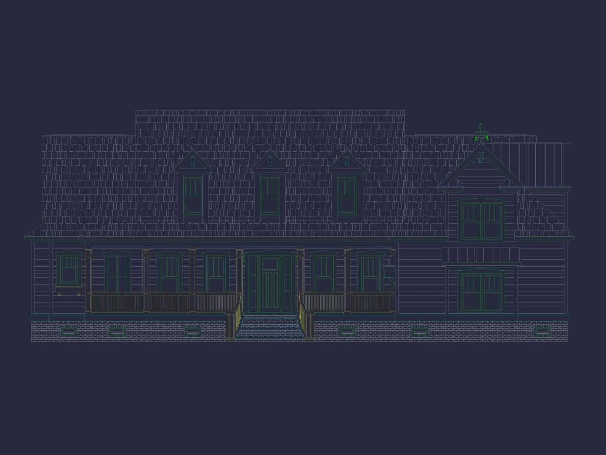 Charming 2-Story House Plan with 3 Beds, CAD Blueprint, and Craftsman Design