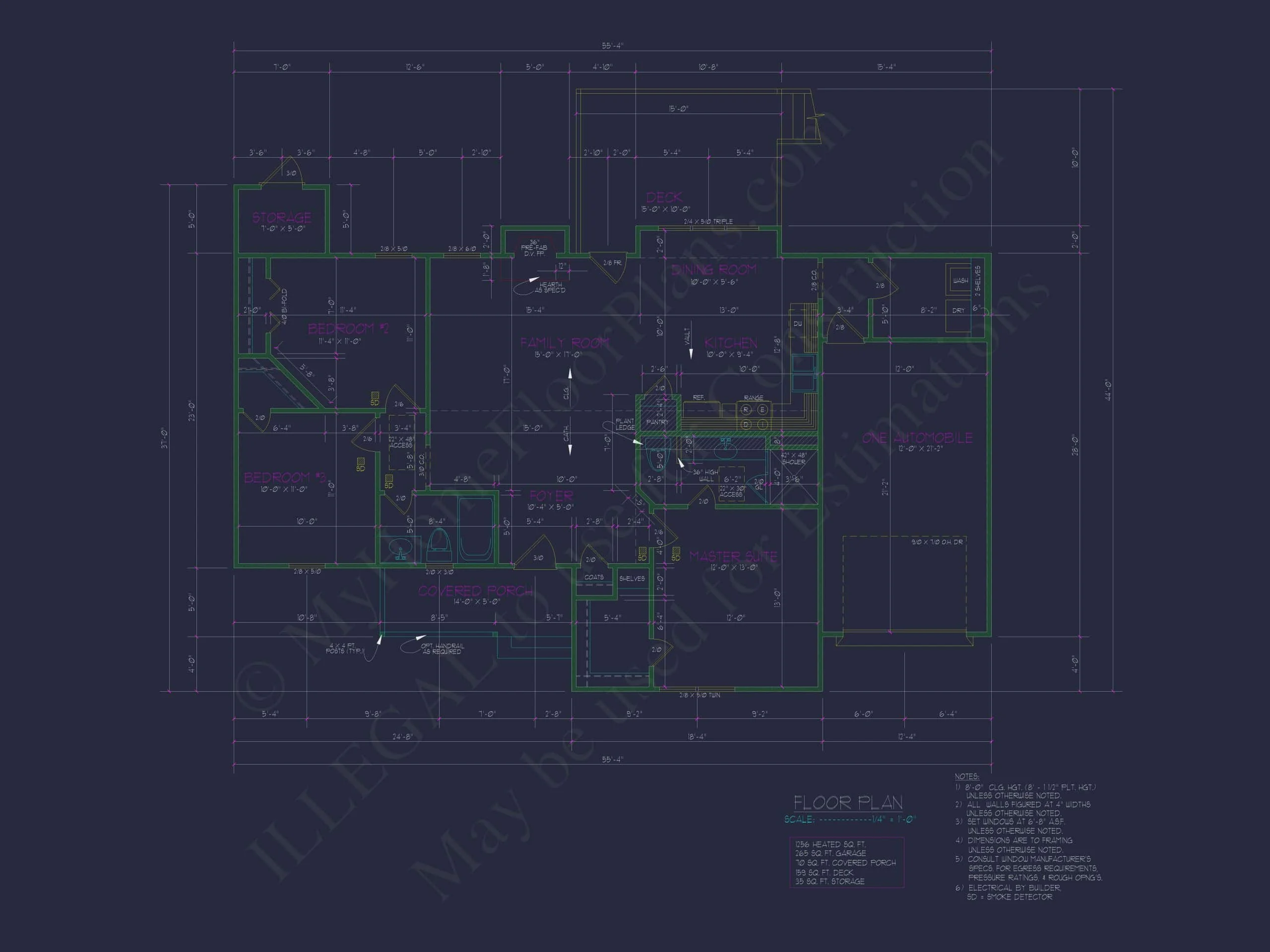 10-1374 HOUSE PLAN - Charming Ranch House Plan with Open Floor Layout and CAD Designs 8 MYHFP 10-1374_Page_4