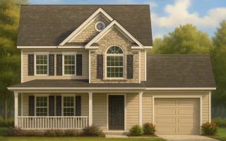 Plan  8-1145 - The Evans Estate |  Traditional Colonial - 3-Bed, 2.5-Bath, 1,374 SF