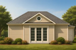 Charming Pool House Plan with Vaulted Ceilings & CAD Blueprints