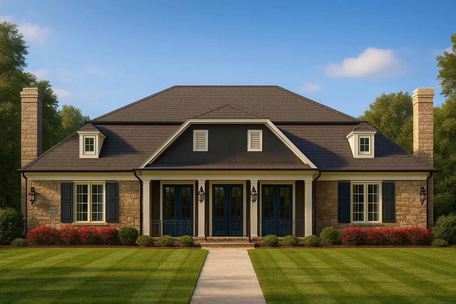 Luxury Duplex Home Plan with Vaulted Ceilings and Open Design