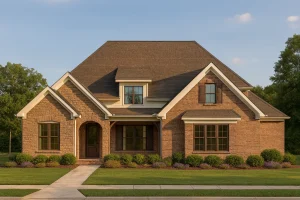 Elegant 2-Story House Plan with Brick and Stone Exterior