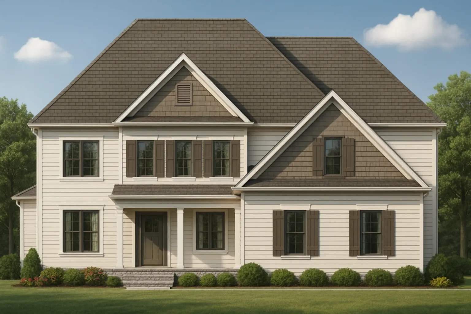 Traditional Colonial 3-Bedroom House Floor Plan & Blueprint