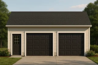 Functional 2-Bay Garage Plan with Workshop Area and CAD Designs